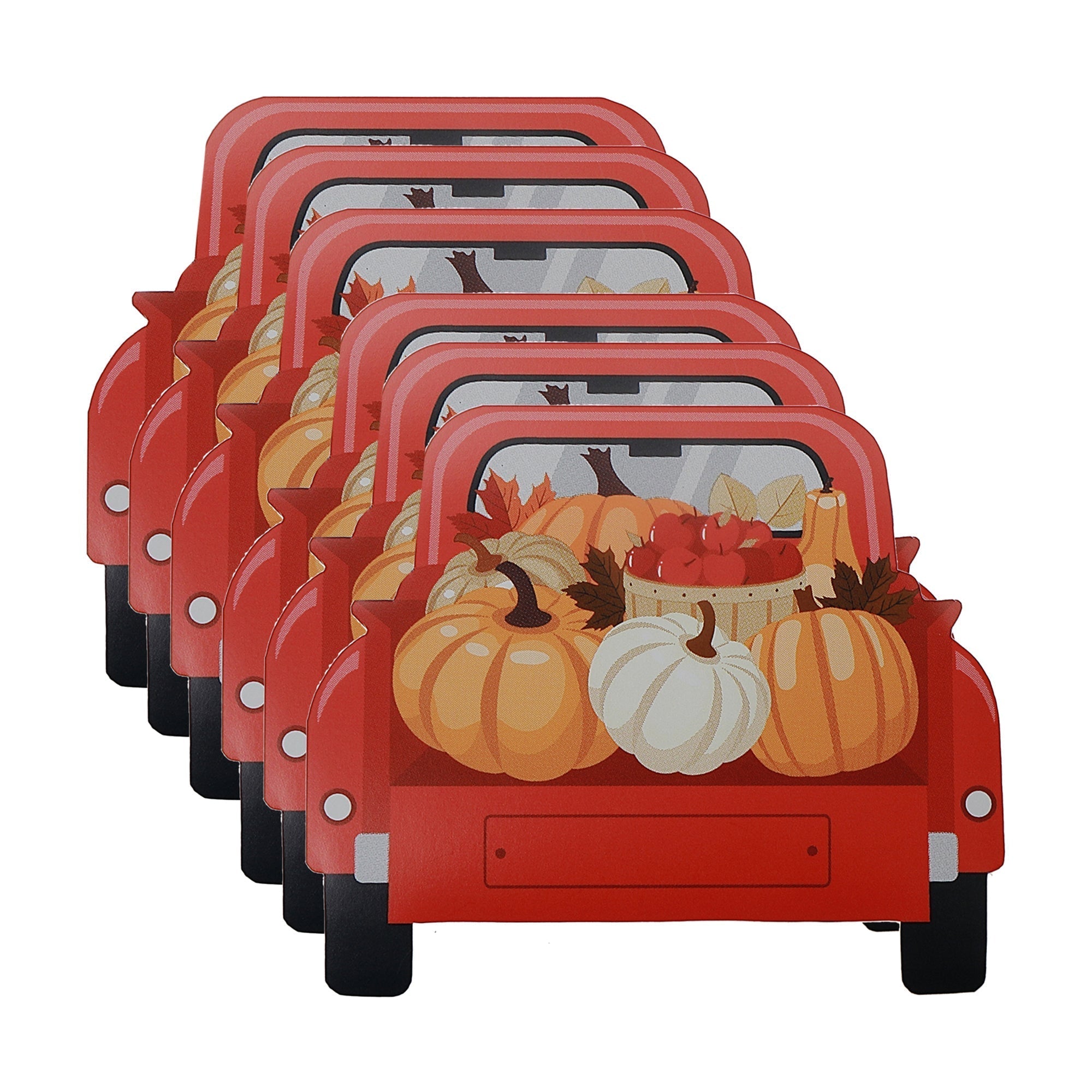 12 Pack 3-Ply Shaped Napkin Red Truck With Pumpkins Set of 6 – Fall/Autumn Table Decor, Thanksgiving Dining Accent, Seasonal Napkins