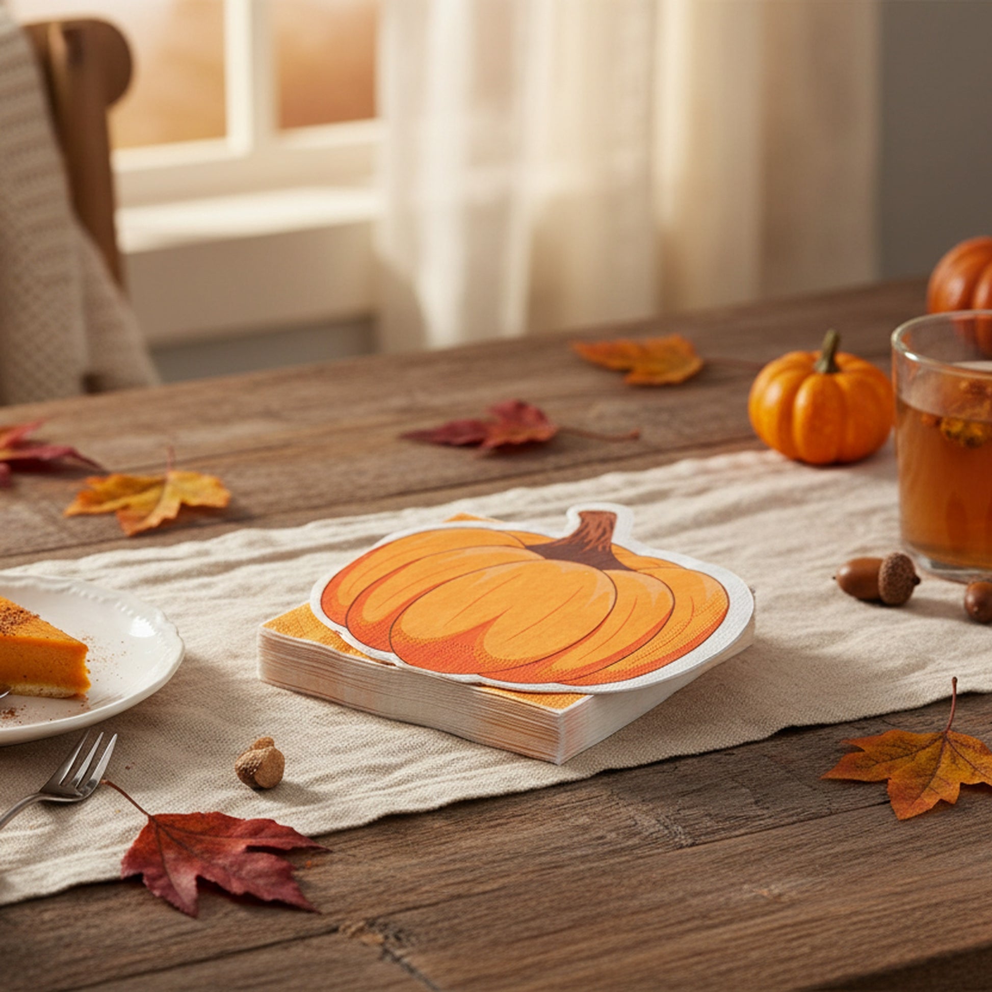 12 Pack 3 Ply Shaped Napkin Pumpkin, Fall Harvest, Paper Napkins, Holiday Decor- Set of 6