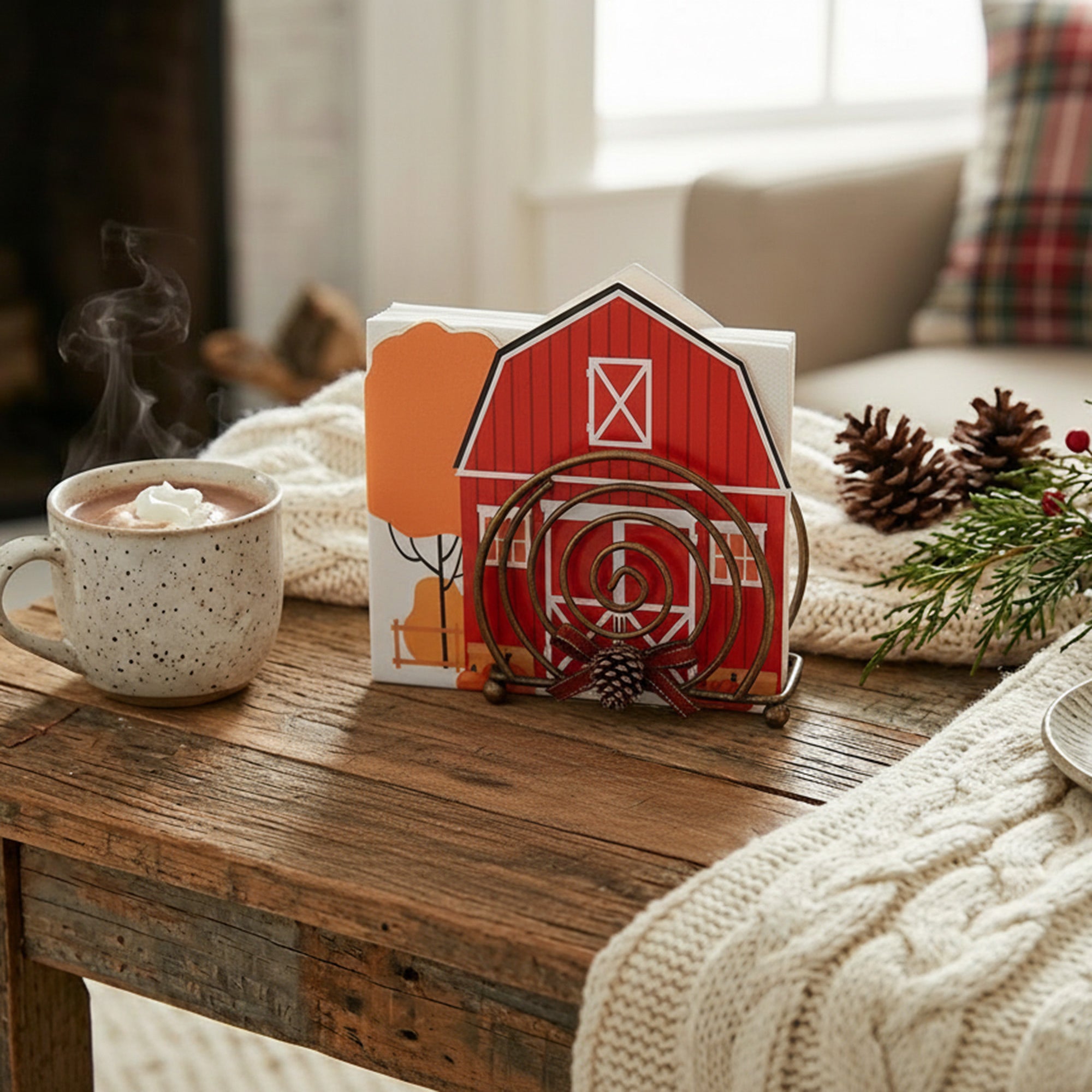 12 Pack 3 Ply Shaped Napkin Pumpkin Barn, Fall Harvest, Paper Napkins, Holiday Decor- Set of 6