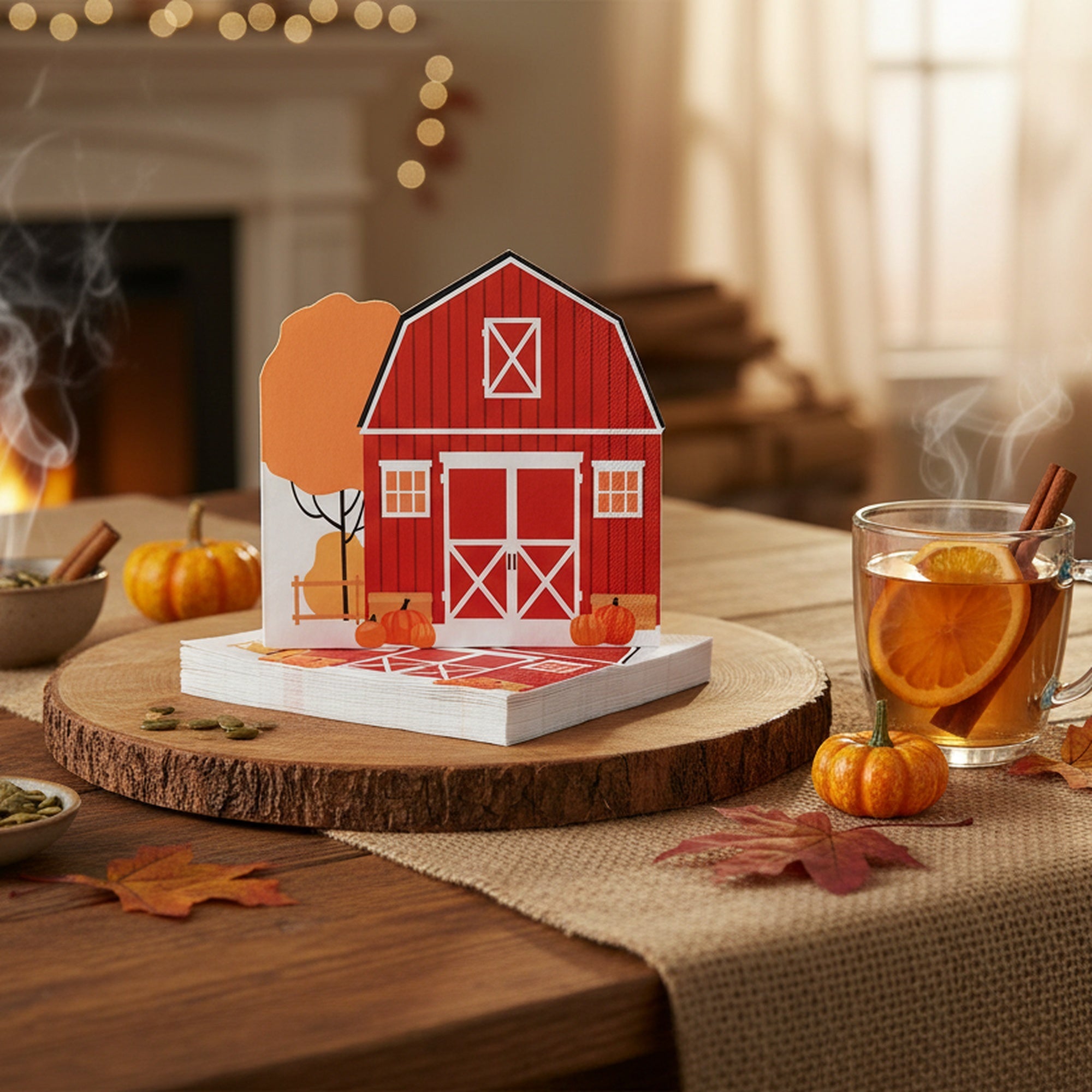 12 Pack 3 Ply Shaped Napkin Pumpkin Barn, Fall Harvest, Paper Napkins, Holiday Decor- Set of 6