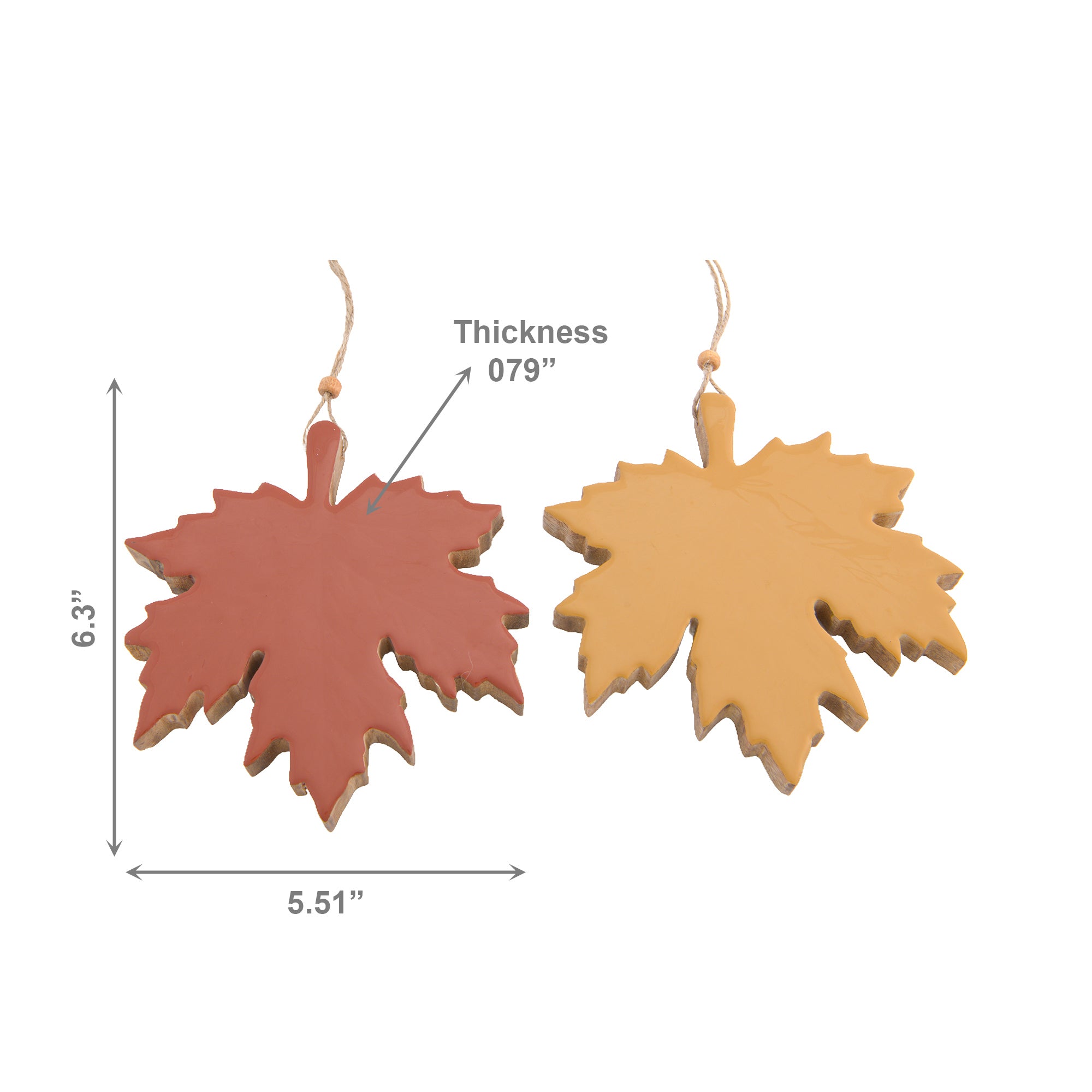 Wooden Enamel Hanging Decor Maple Leaf Large Assorted, Fall Harvest, Holiday Decor- Set of 2
