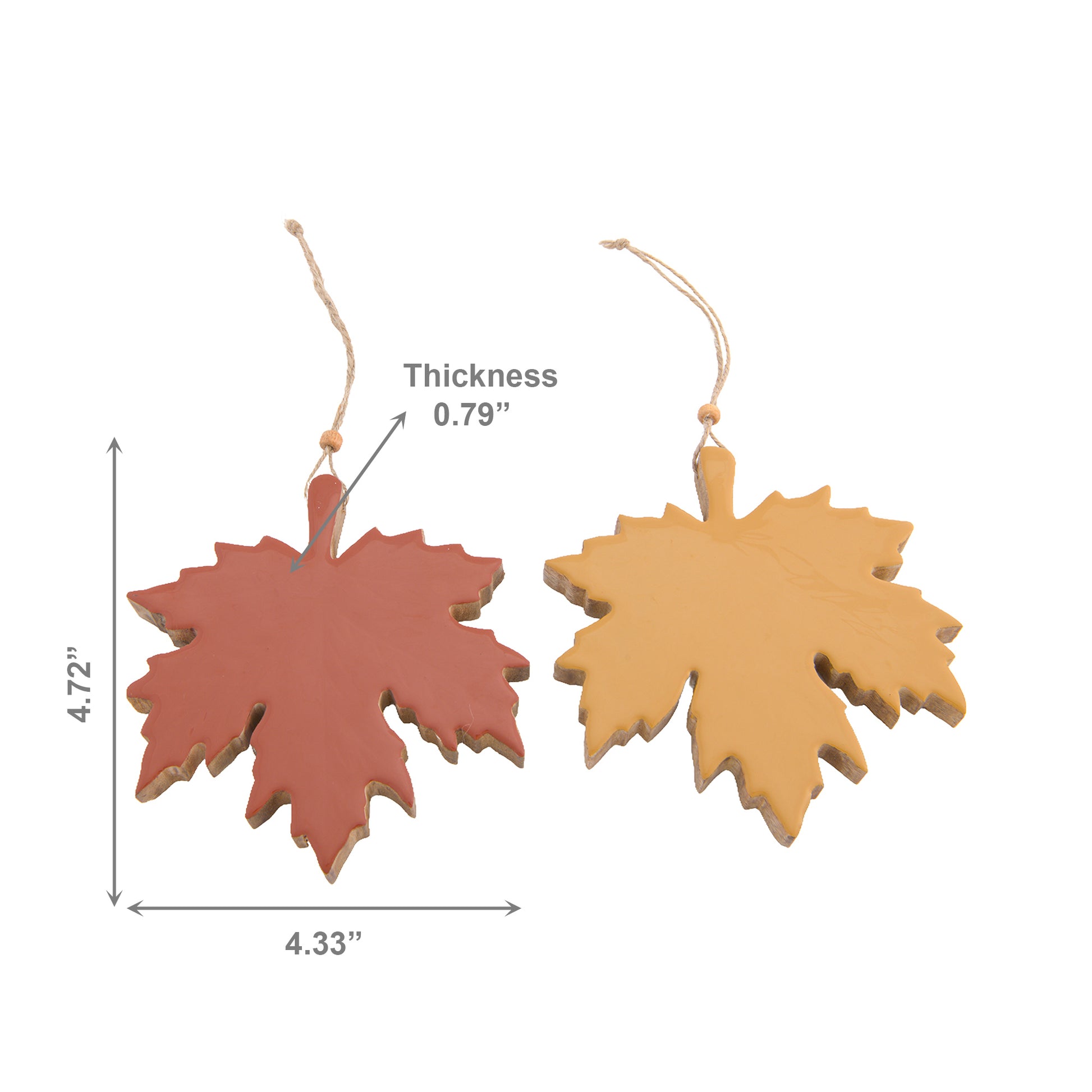 Wooden Enamel Hanging Decor Maple Leaf Small Assorted, Fall Harvest, Holiday Decor- Set of 6