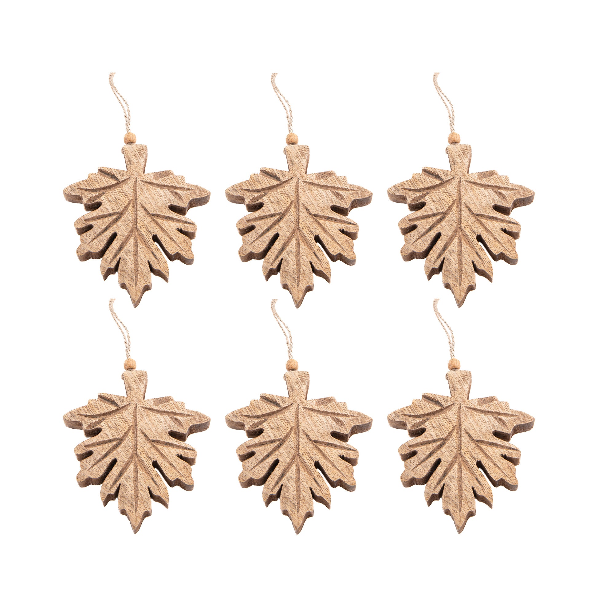 Wooden Enamel Hanging Decor Maple Leaf Large, Fall Harvest, Holiday Decor- Set of 6