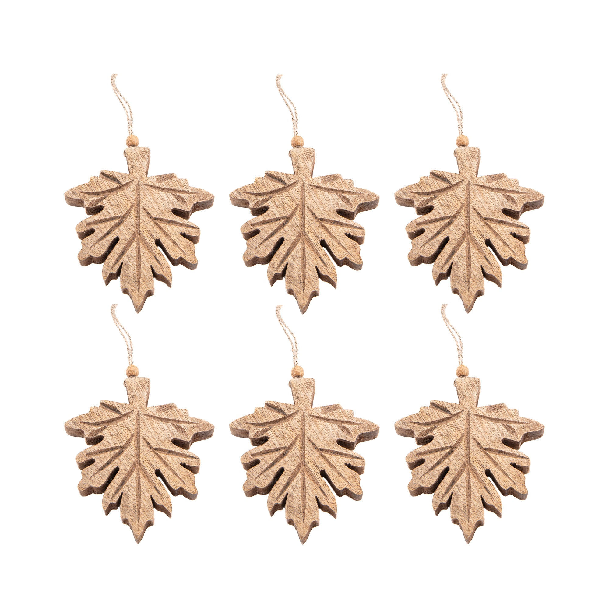 Wooden Enamel Hanging Decor Maple Leaf Large, Fall Harvest, Holiday Decor- Set of 6