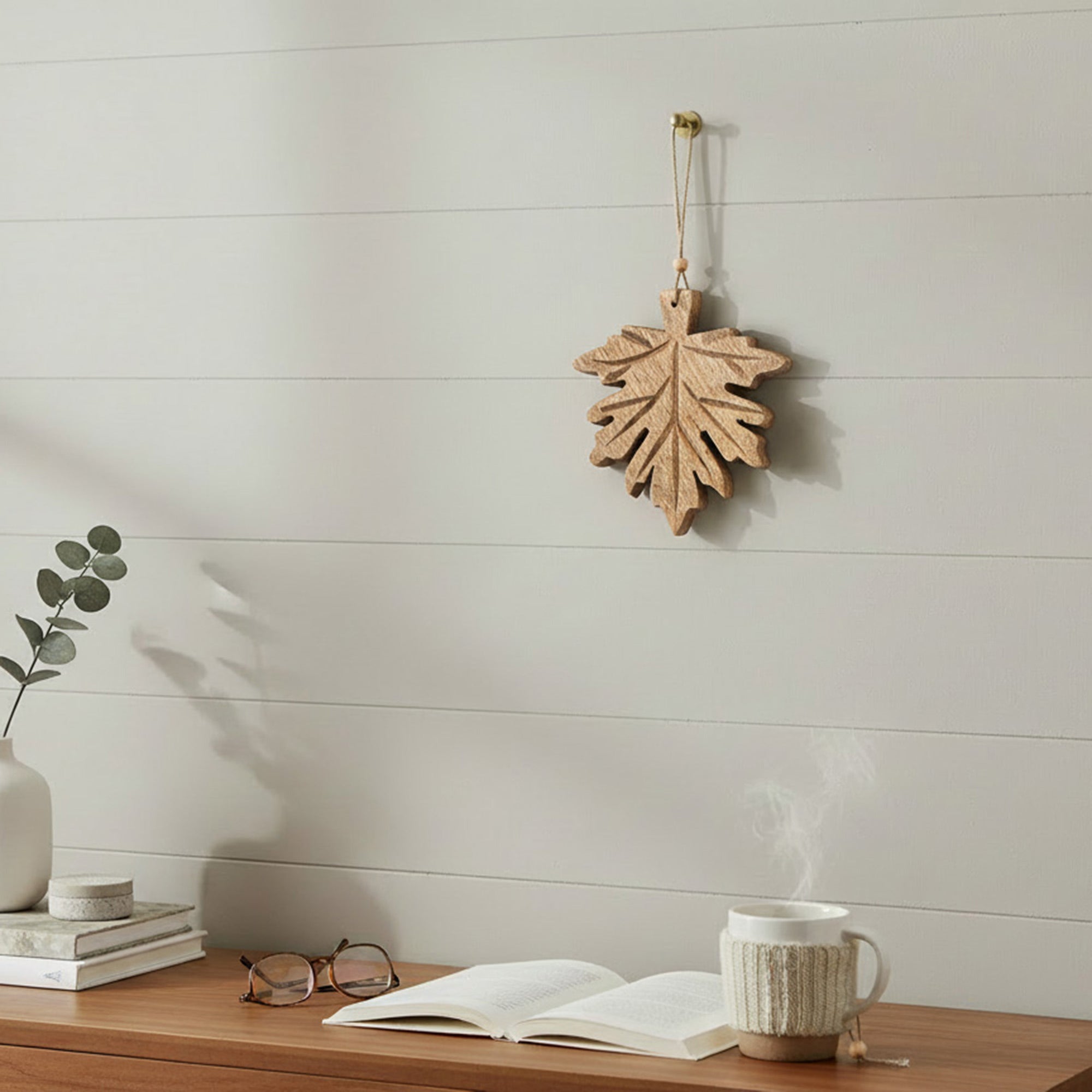 Wooden Hanging Decor Maple Leaf Small, Fall Harvest, Holiday Decor- Set of 6