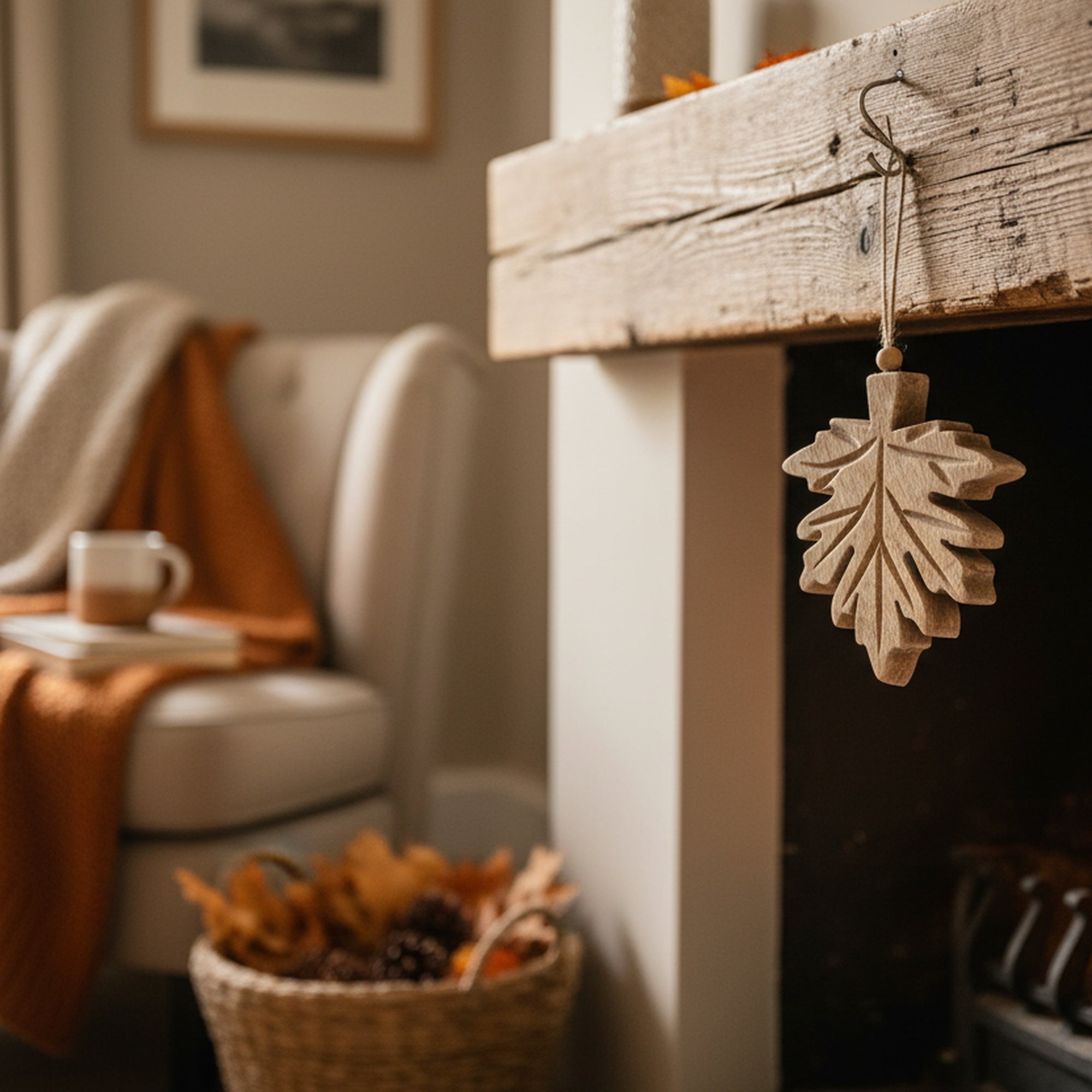 Wooden Hanging Decor Maple Leaf Small, Fall Harvest, Holiday Decor- Set of 6