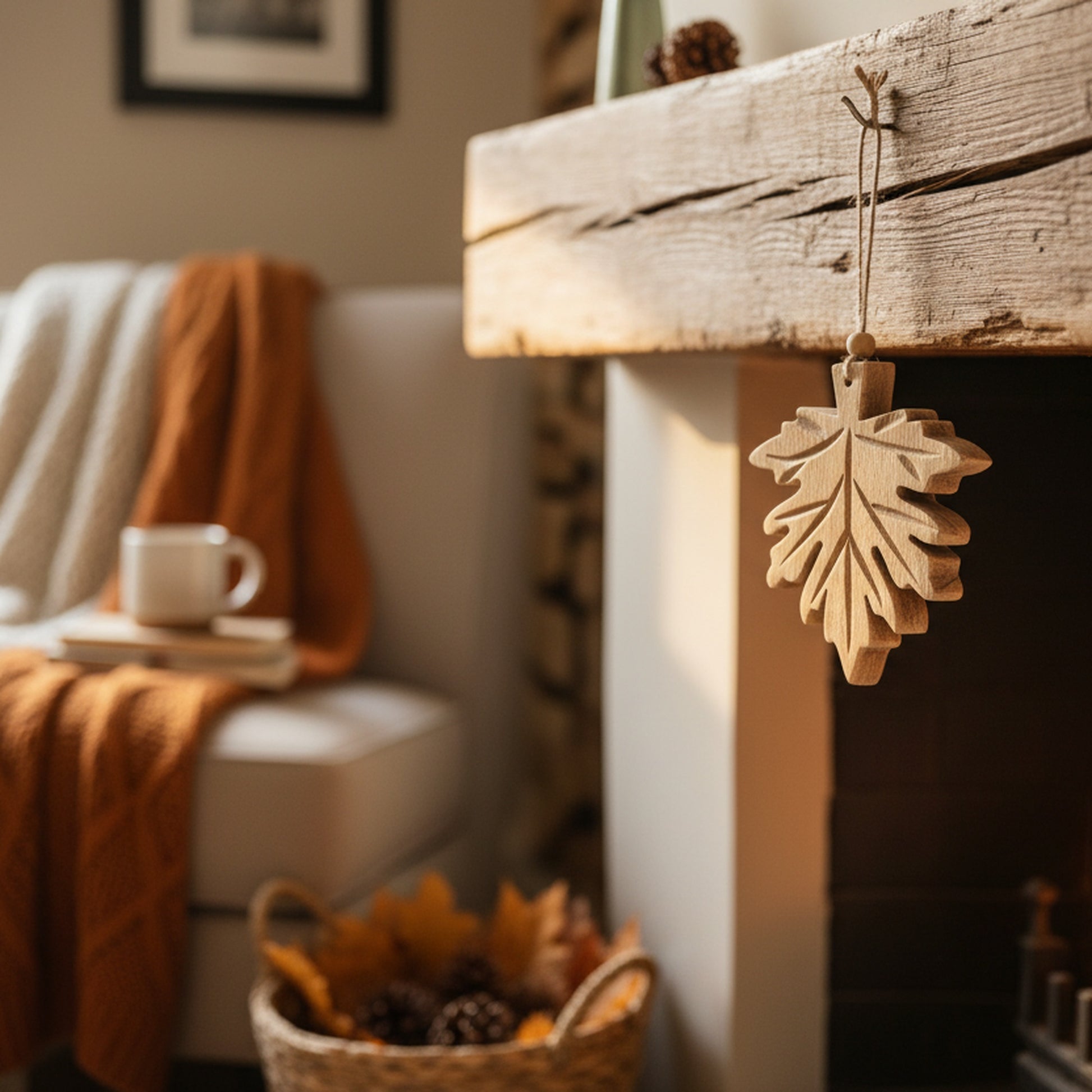 Wooden Hanging Decor Maple Leaf Small, Fall Harvest, Holiday Decor- Set of 6
