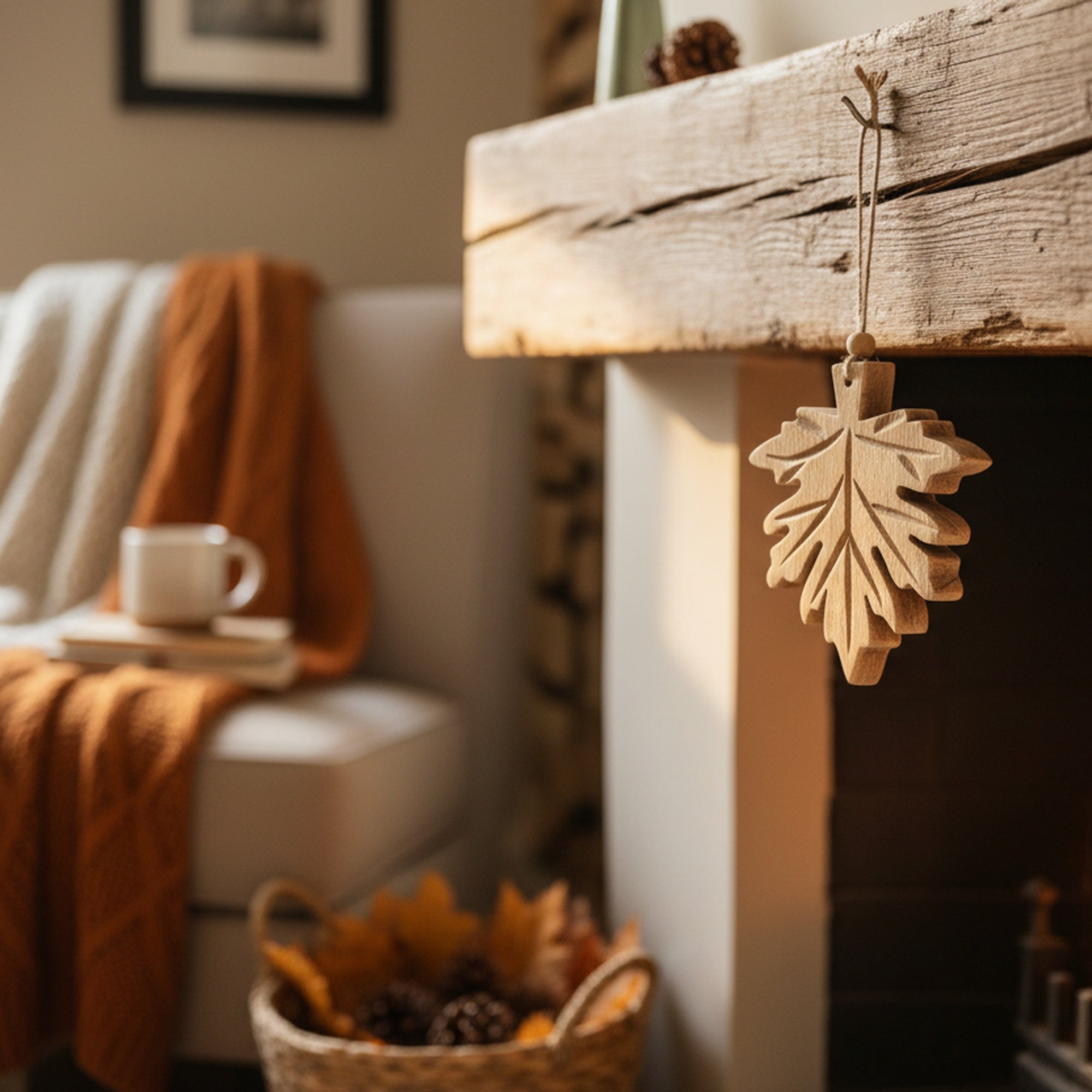Wooden Hanging Decor Maple Leaf Small, Fall Harvest, Holiday Decor- Set of 6