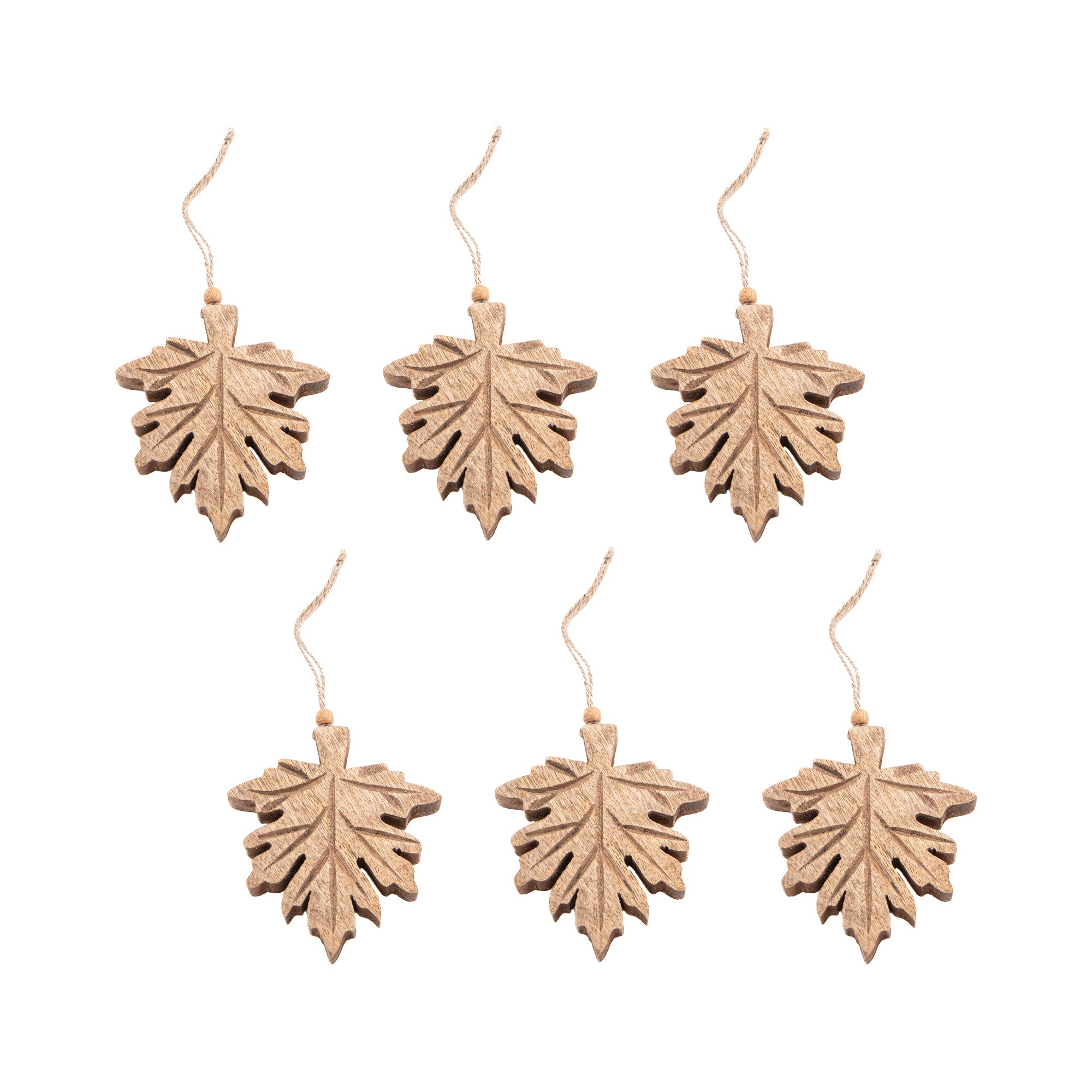 Wooden Hanging Decor Maple Leaf Small, Fall Harvest, Holiday Decor- Set of 6