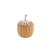Wooden Metal Pumpkin Decor with Lid Yellow Small, Fall Harvest, Holiday Decor