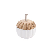 Wooden Metal Pumpkin Decor with Lid White Small, Fall Harvest, Holiday Decor