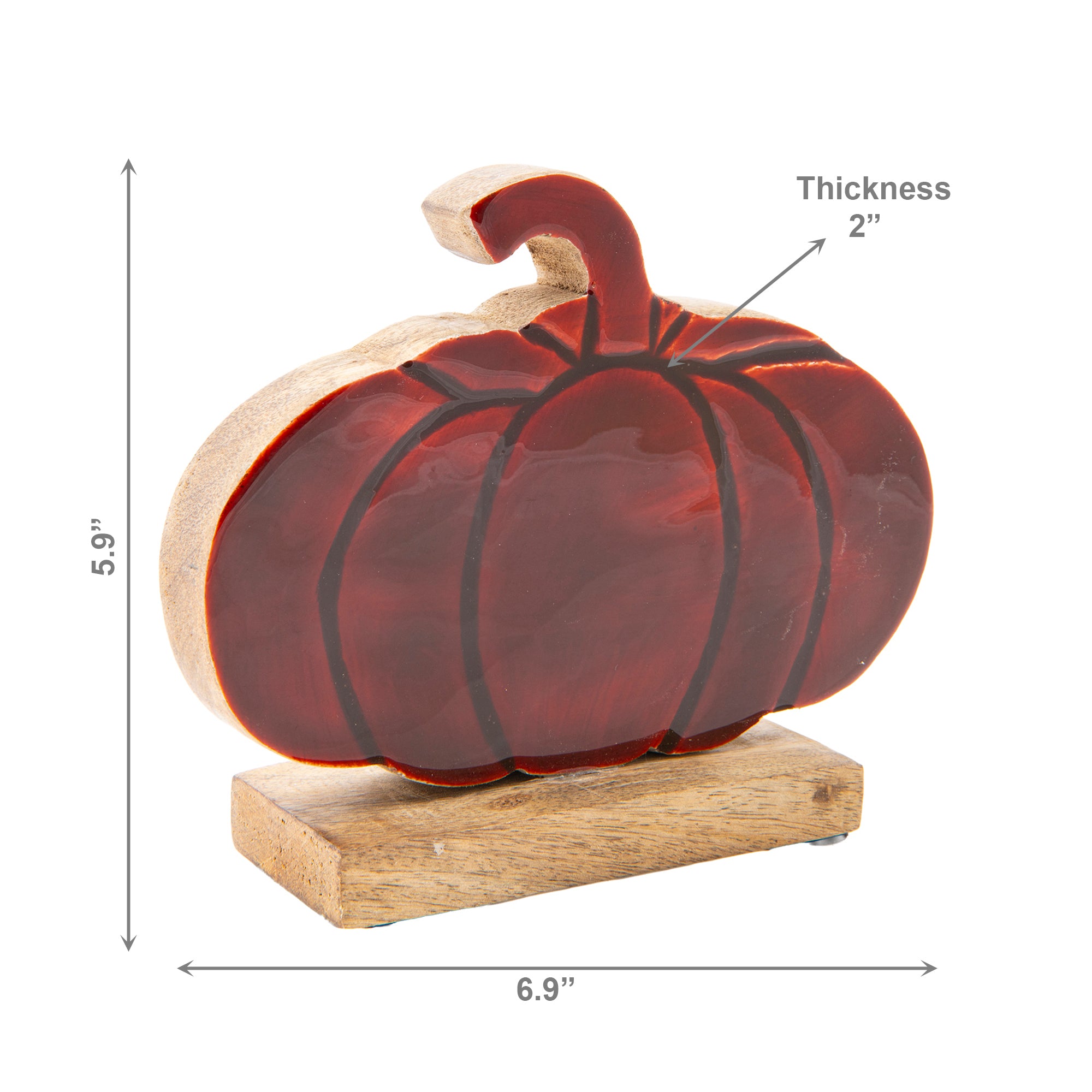 Enamel Coated Mango Wood Orange Pumpkin, Fall Harvest, Holiday Decor