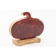 Enamel Coated Mango Wood Orange Pumpkin, Fall Harvest, Holiday Decor