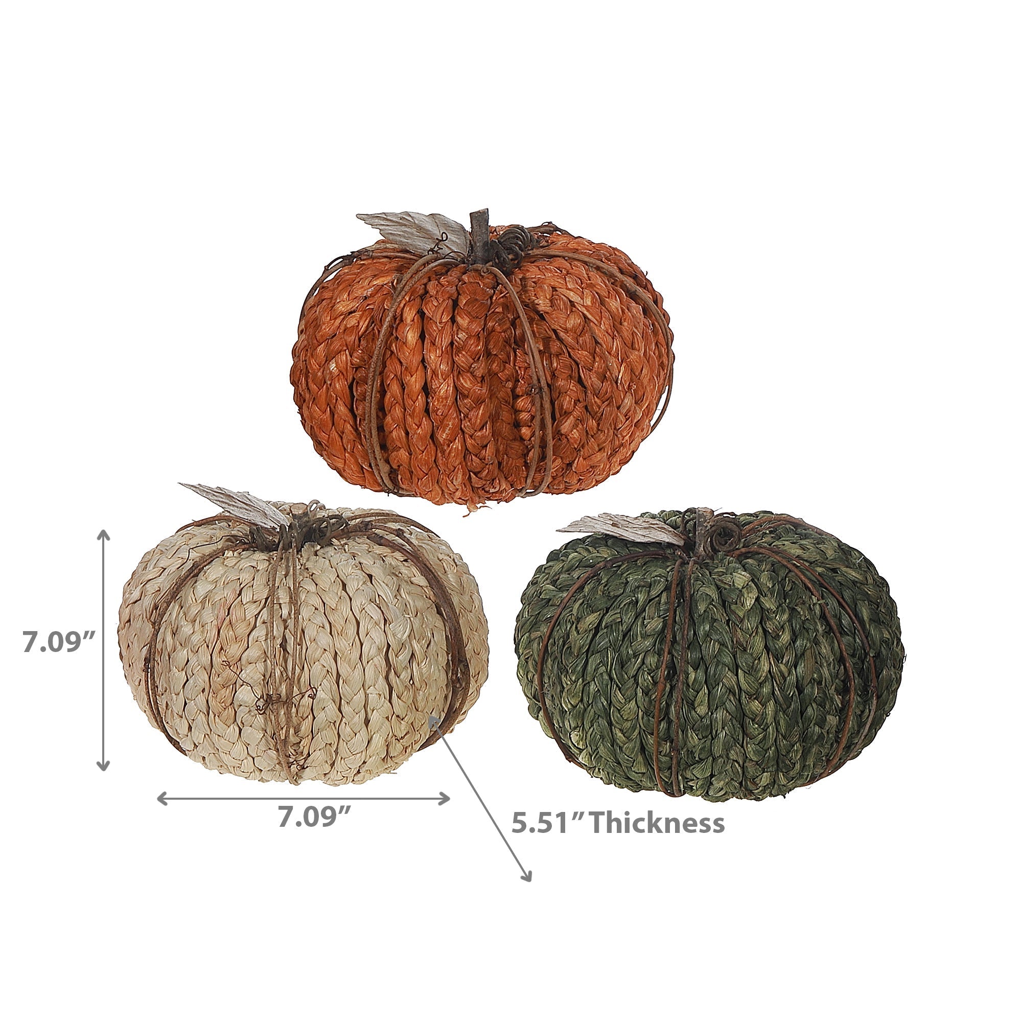 Braided Foam Pumpkin Decor, Fall Harvest Pumpkin Decoration, Thanksgiving Table Decor - Set Of 3