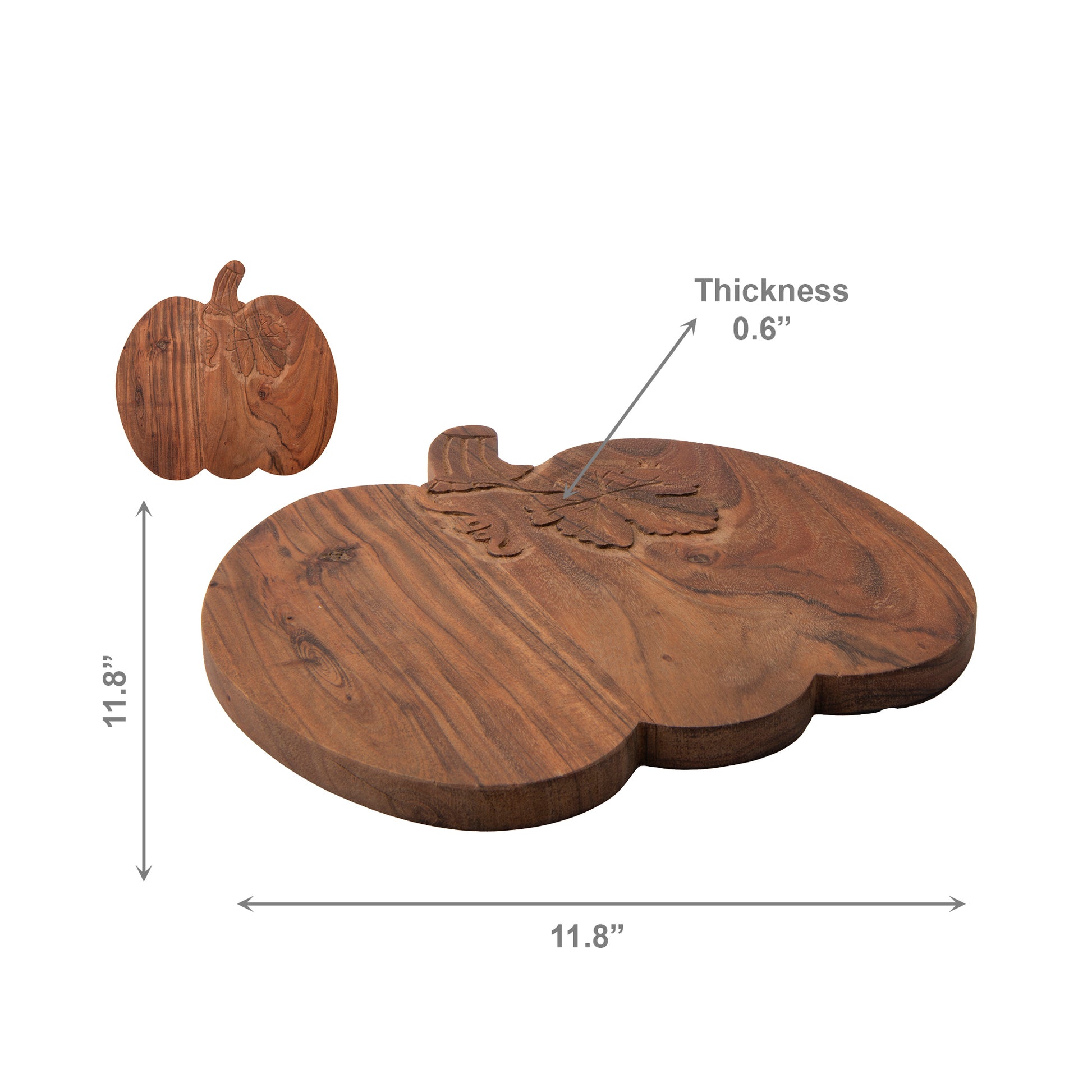 Acacia Wood Shaped Serving Board Pumpkin with Carved Vines, Fall Harvest, Serving Tray, Holiday Decor