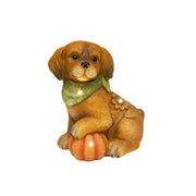 LED Magnesia Dog Pouncing on Pumpkin, Fall Harvest, Holiday Decor