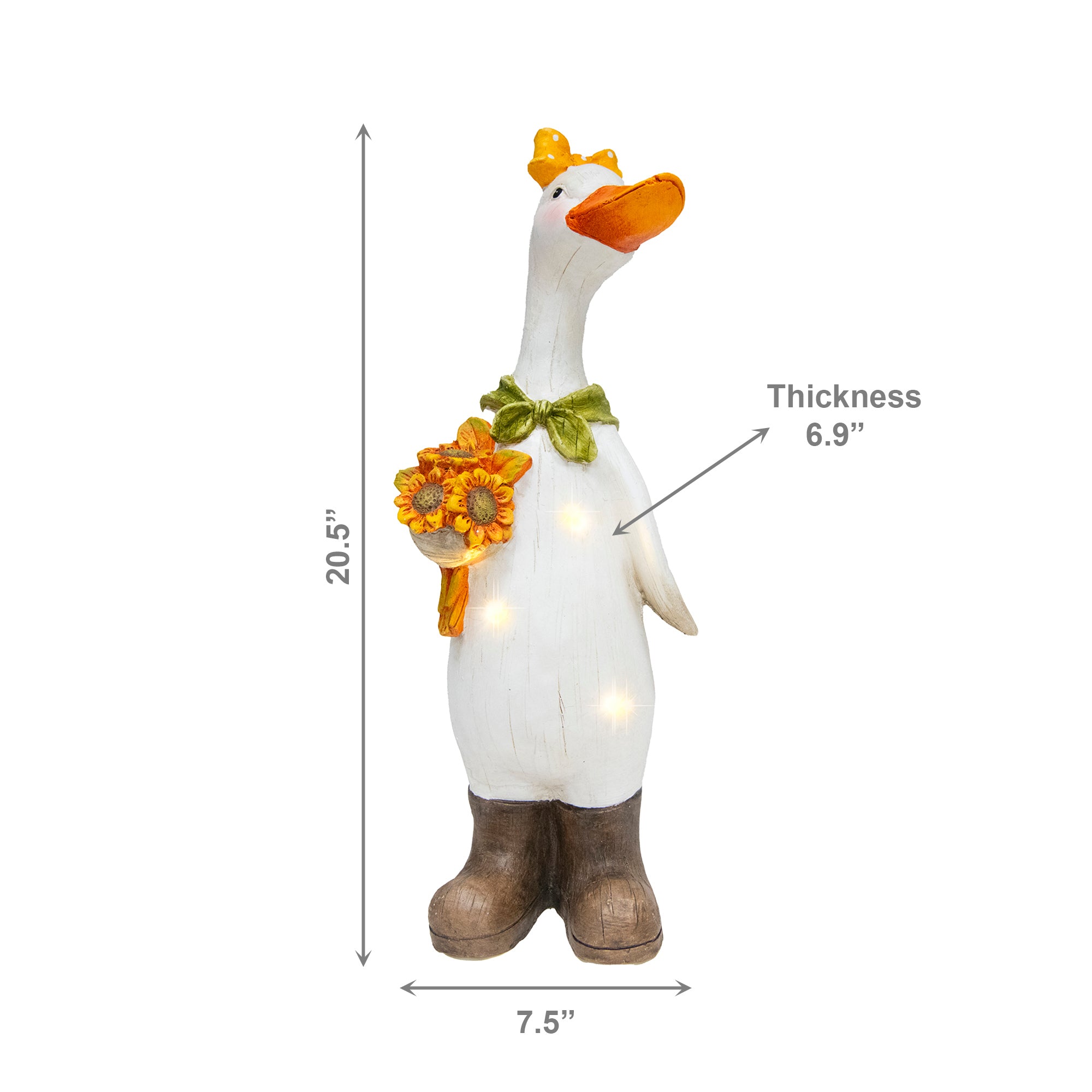 LED Magnesia Farmer Goose Holding Sunflower, Holiday Decor
