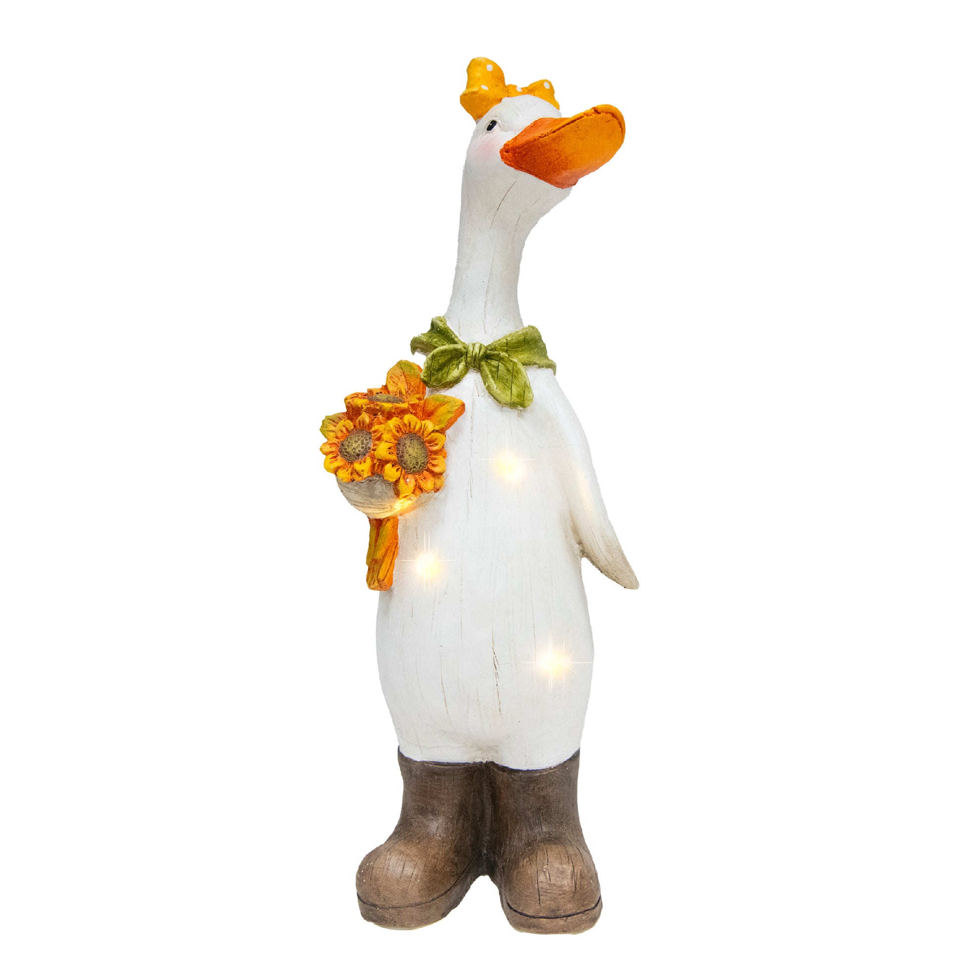 LED Magnesia Farmer Goose Holding Sunflower, Holiday Decor