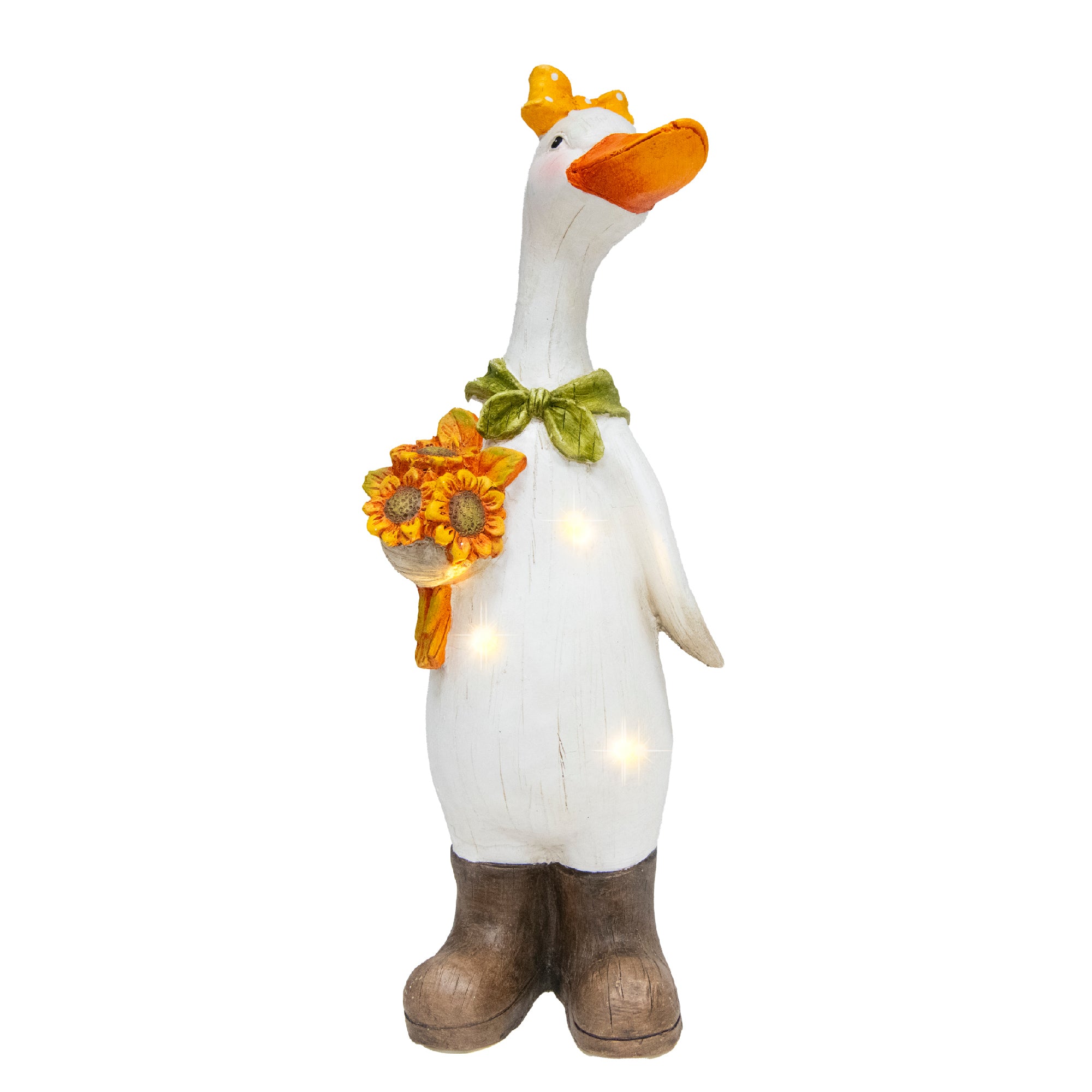 LED Magnesia Farmer Goose Holding Sunflower, Holiday Decor