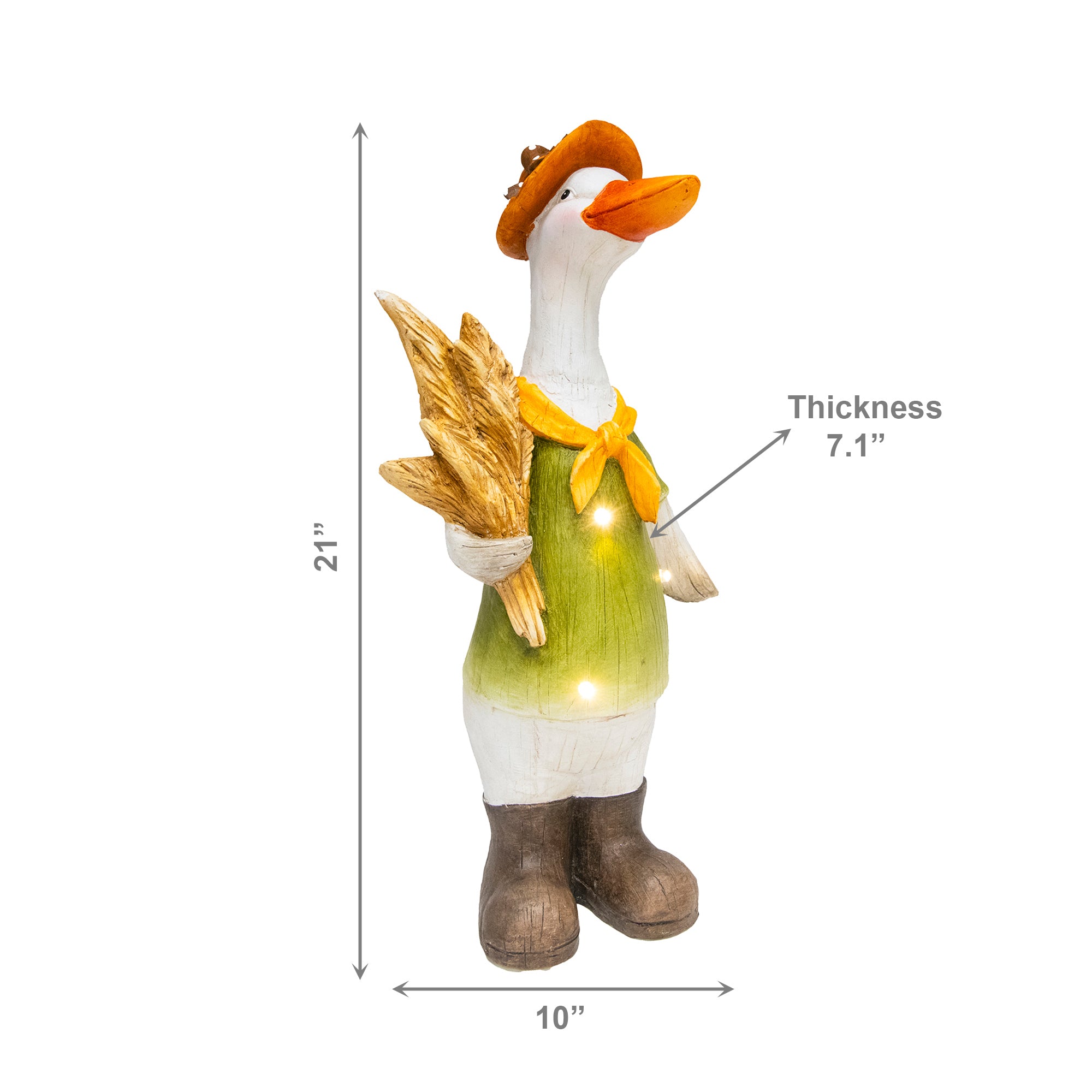 LED Magnesia Farmer Goose Holding Wheat Bundle, Holiday Decor