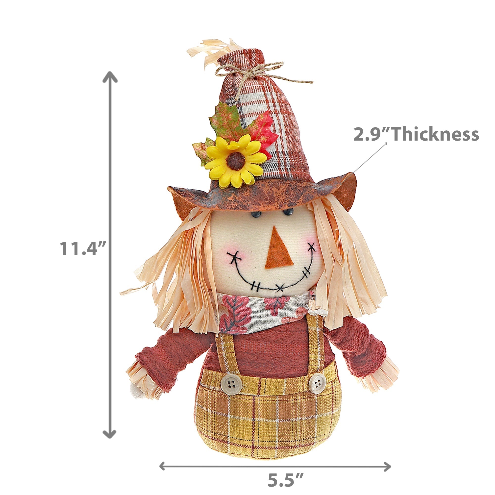 Scarecrow Plush Stander with Long Hat – Autumn & Halloween Decor