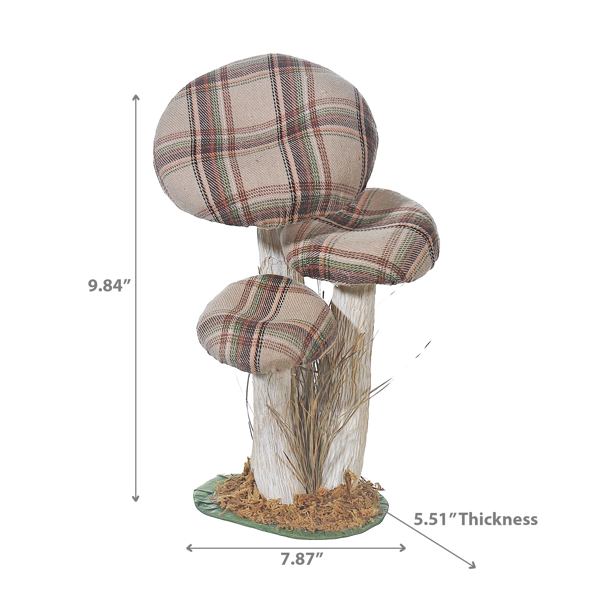 Plaid Mushroom Tabletop Decoration – Fall & Halloween Decor, Seasonal Home Accent