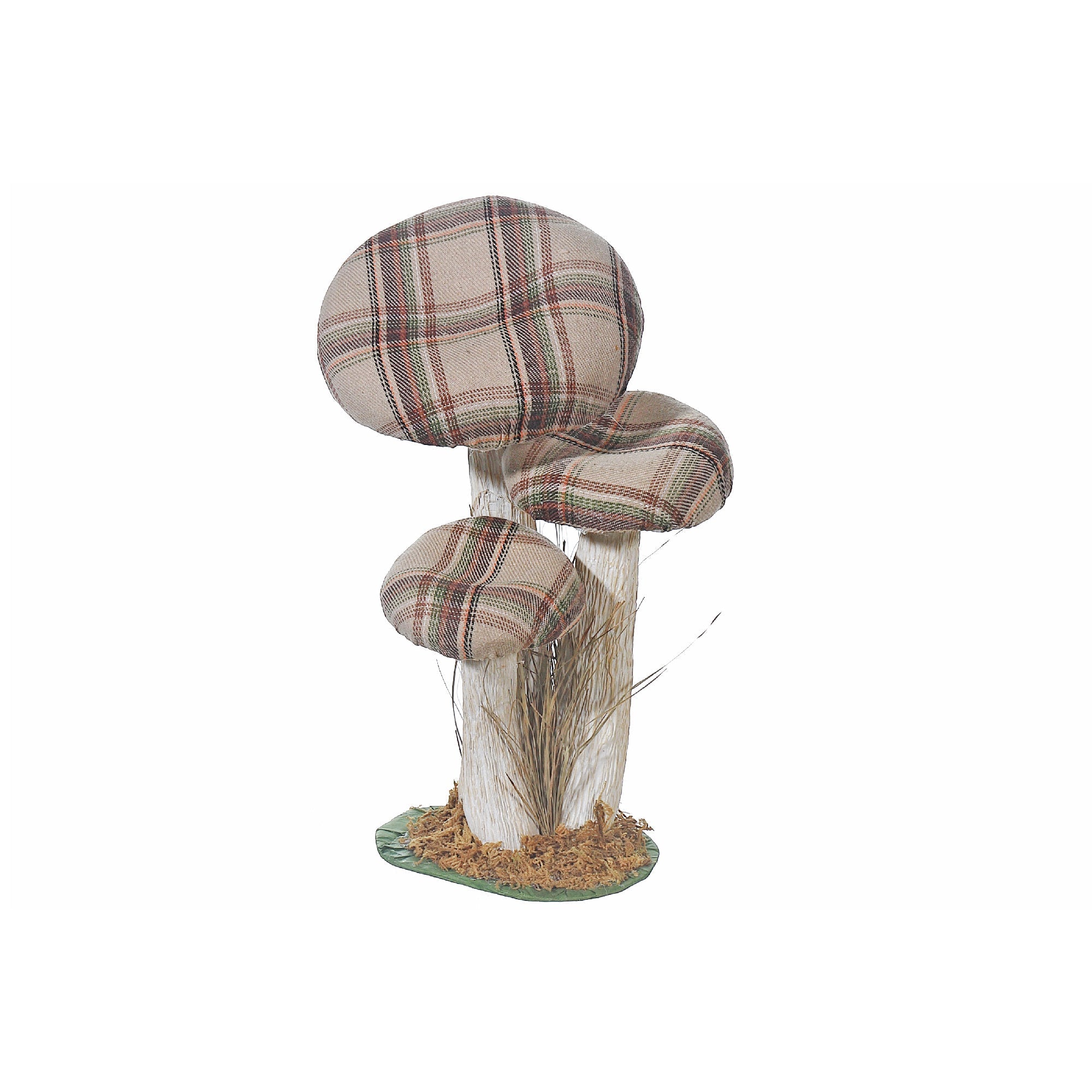 Plaid Mushroom Tabletop Decoration – Fall & Halloween Decor, Seasonal Home Accent