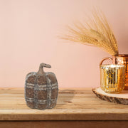 Small Plaid Fleece Pumpkin Decoration – Fall & Halloween Table Decor, Thanksgiving Decoration