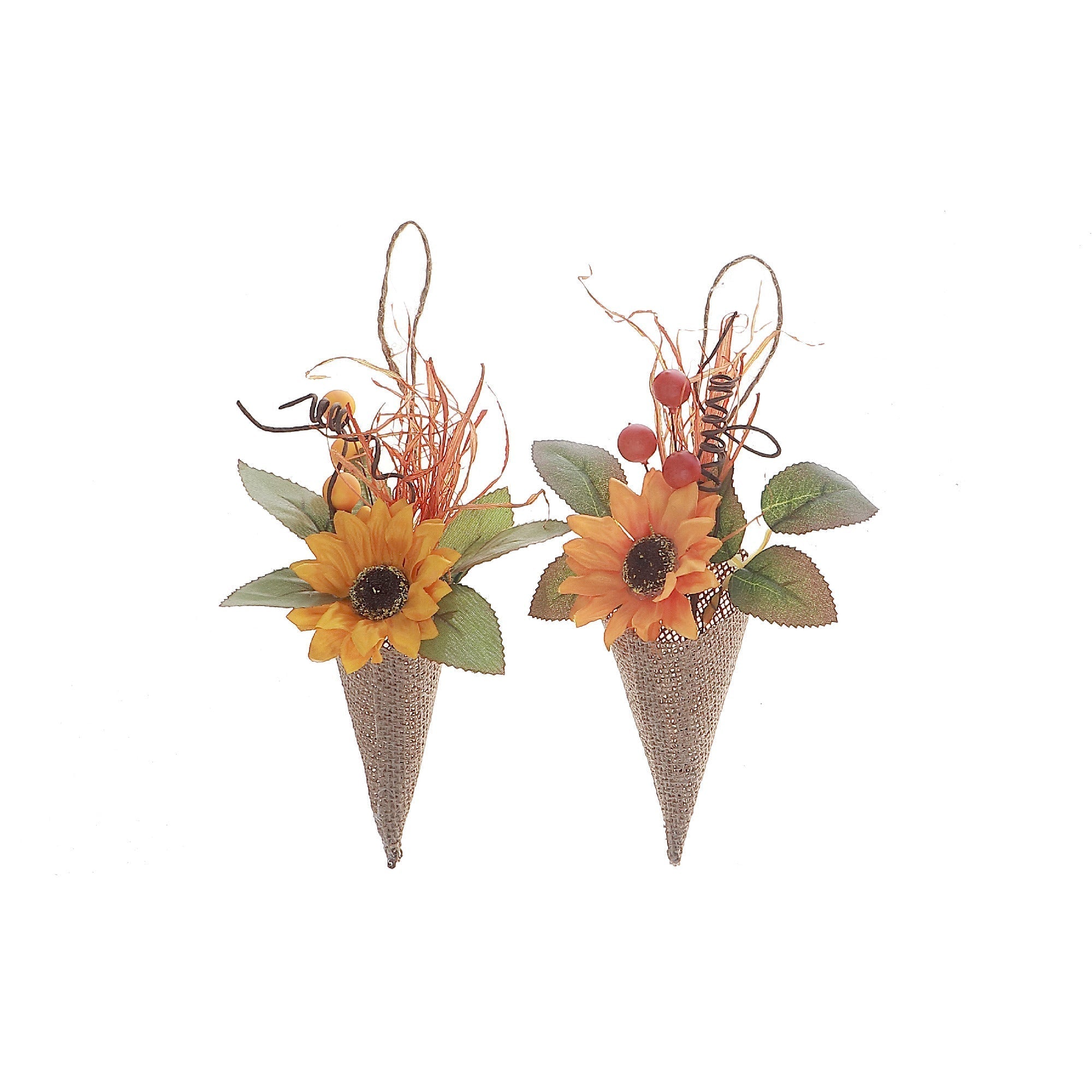 Assorted Sunflower Hanging Burlap Decorative Bouquet - Set of 6, Fall and Thanksgiving Home Decor, Seasonal Floral Accent