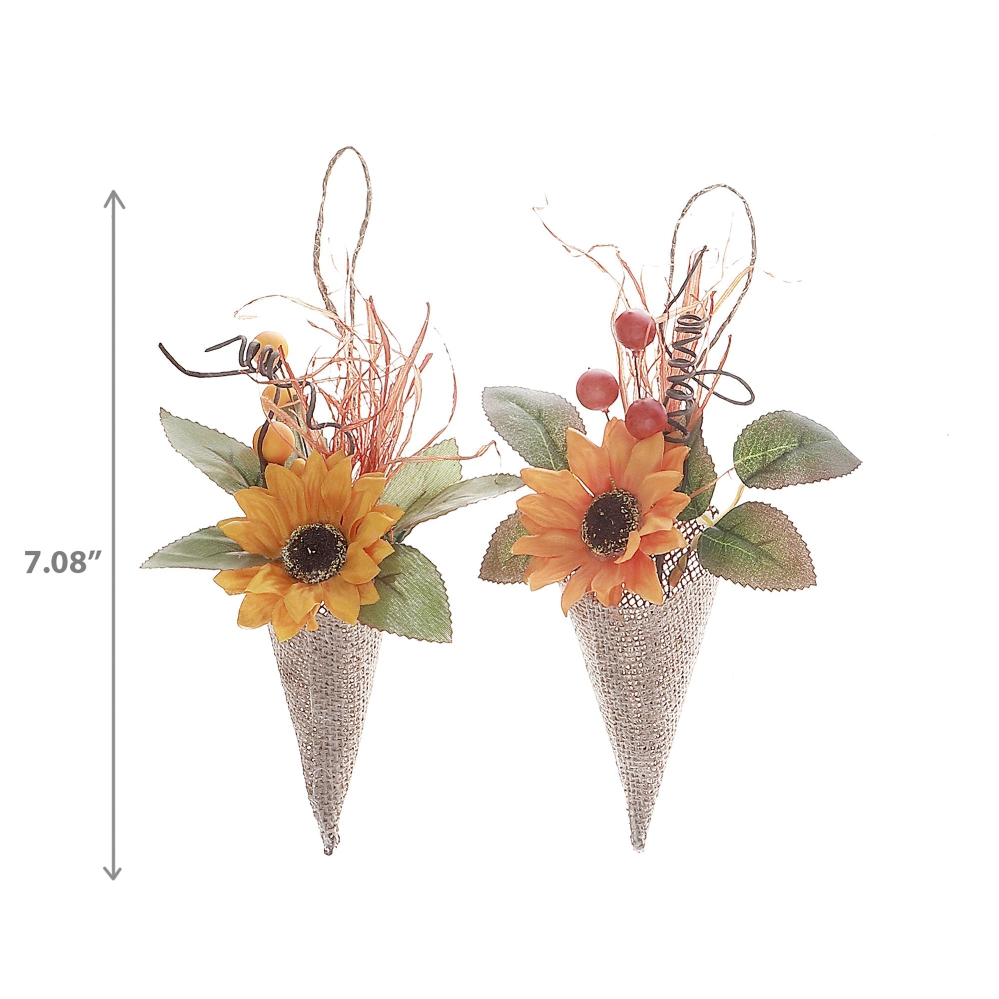 Assorted Sunflower Hanging Burlap Decorative Bouquet - Set of 6, Fall and Thanksgiving Home Decor, Seasonal Floral Accent