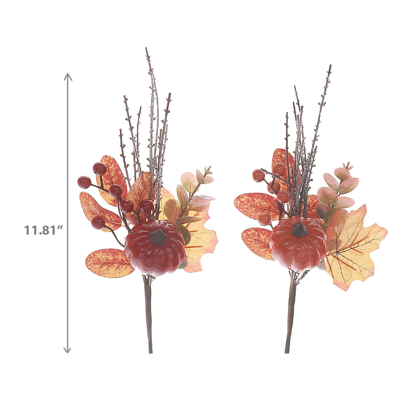 Autumn Pumpkin Leaf Pick (Asstd) - Set of 6