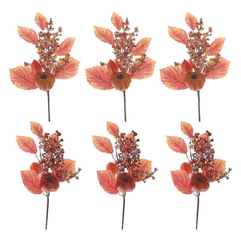 Pumpkin And Berries Picks (Asstd) - Set of 6