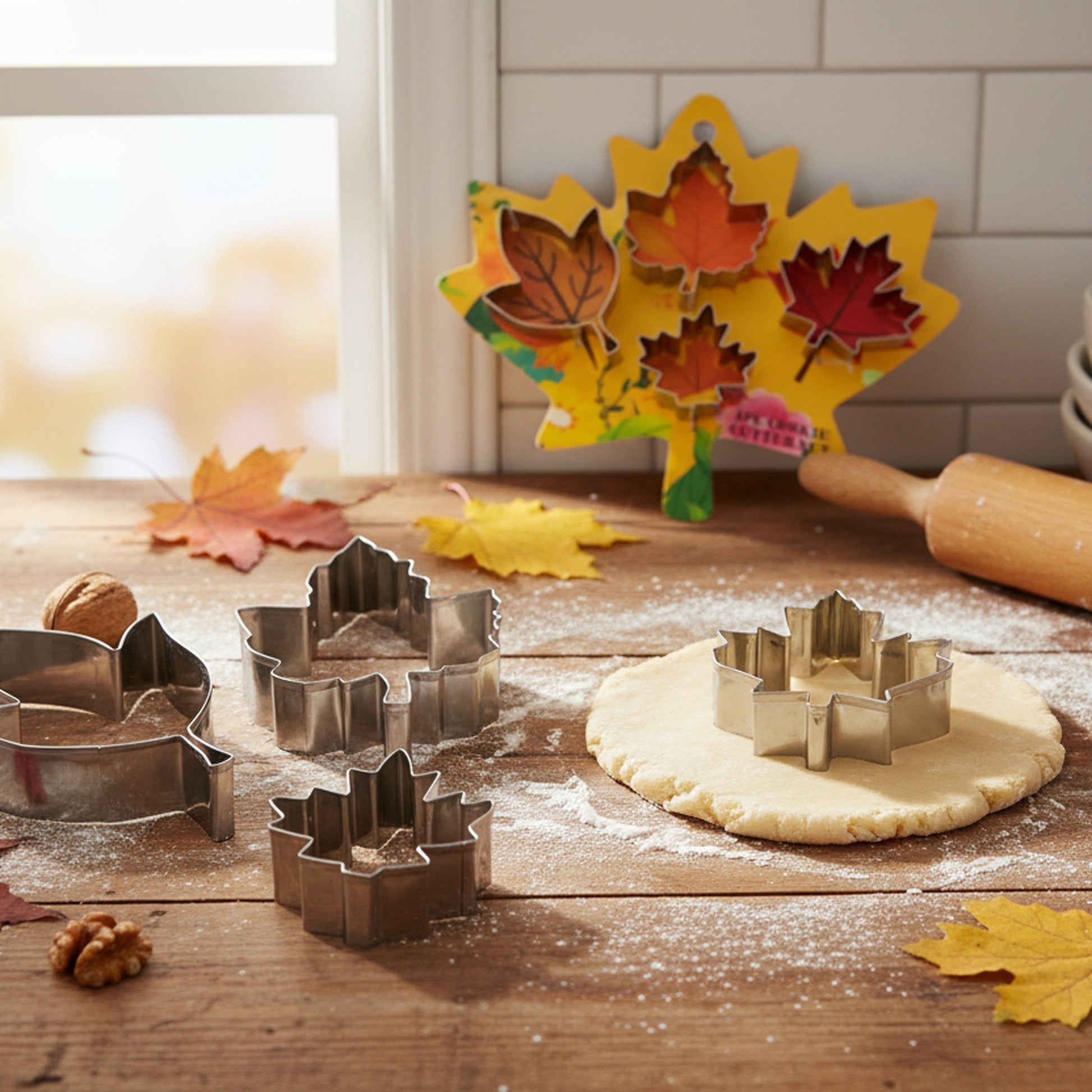 4 Piece Cookie Cutter Fall Leaves, Fall Harvest, Baking Set, Holiday Decor- Set of 2
