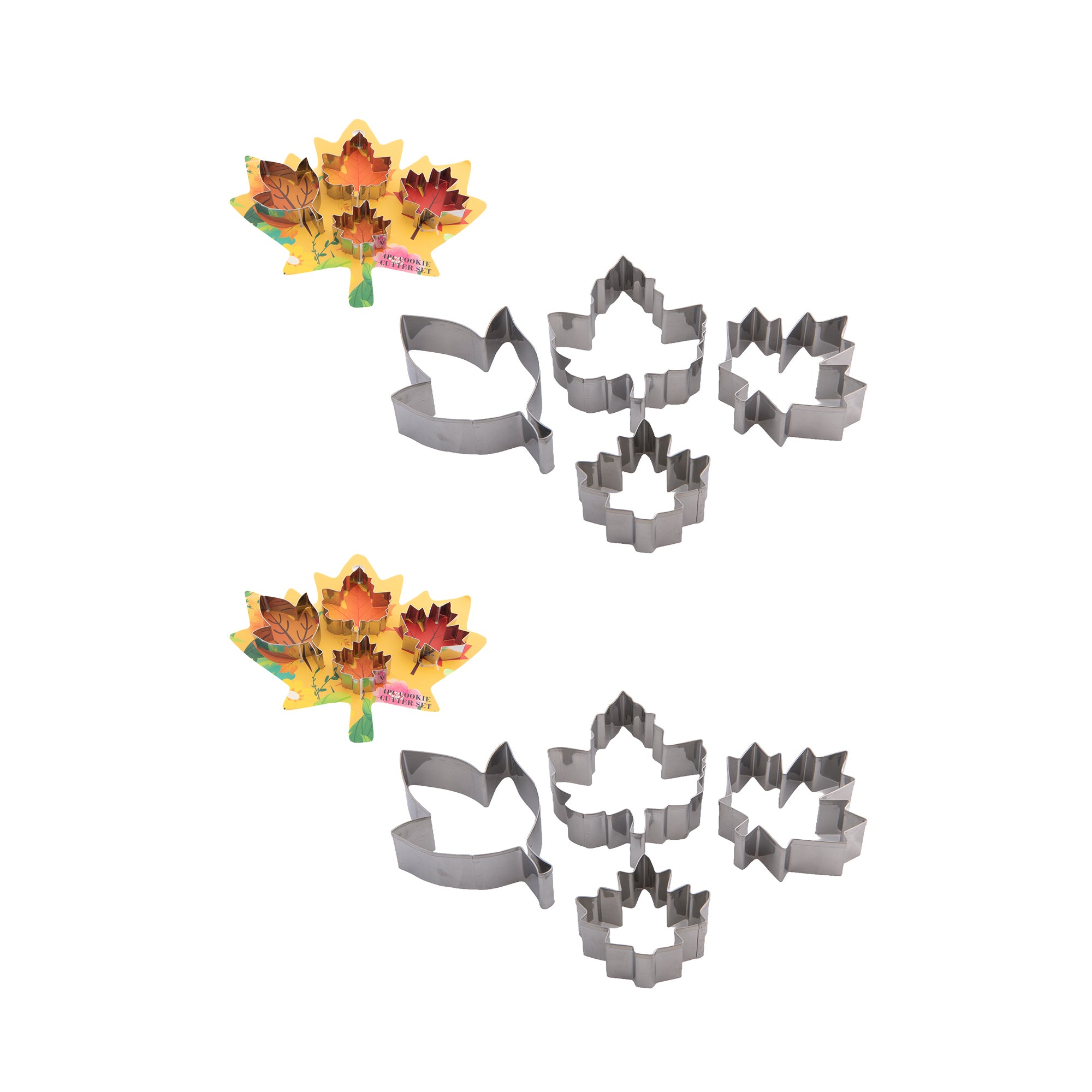 4 Piece Cookie Cutter Fall Leaves, Fall Harvest, Baking Set, Holiday Decor- Set of 2