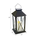 Led Solar Clear Glass Pane Lantern with Faux Candle