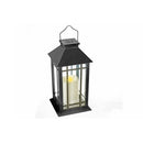 Led Solar Clear Glass Pane Lantern with Faux Candle