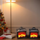 Led Plastic Lantern Fireplace Black