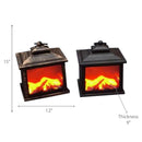 Led Plastic Lantern Fireplace Black