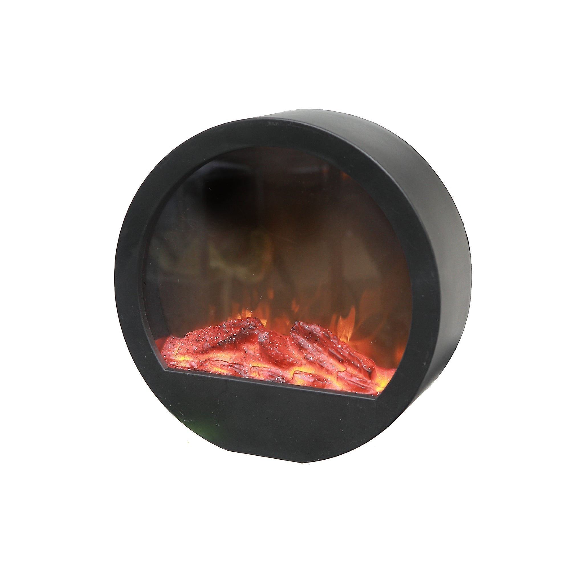 LED Round Plastic Fireplace 35" Black – Decorative Electric Fireplace, Accent Lighting