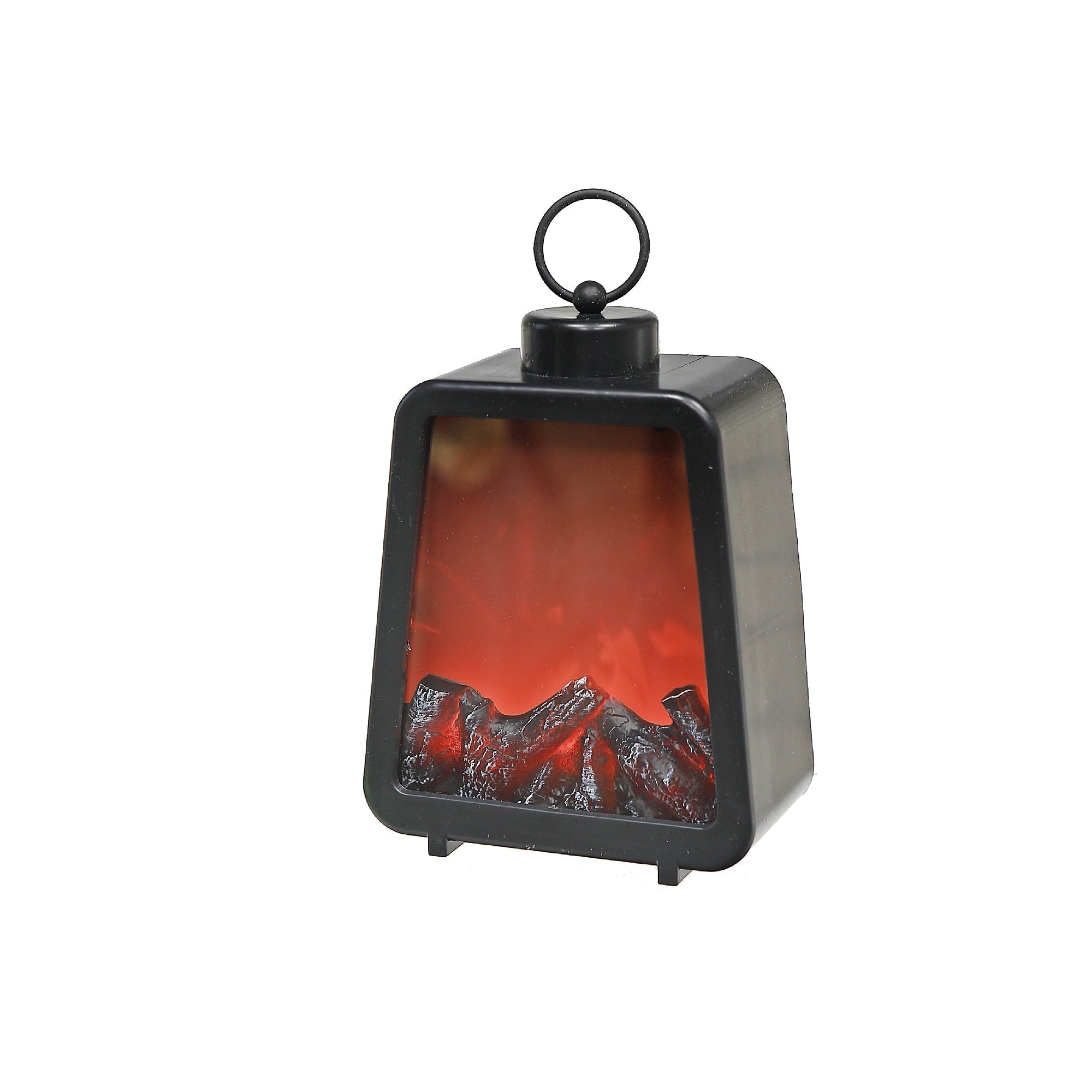 LED Plastic Lantern Fireplace Black – Decorative Indoor Lighting, Accent Lamp