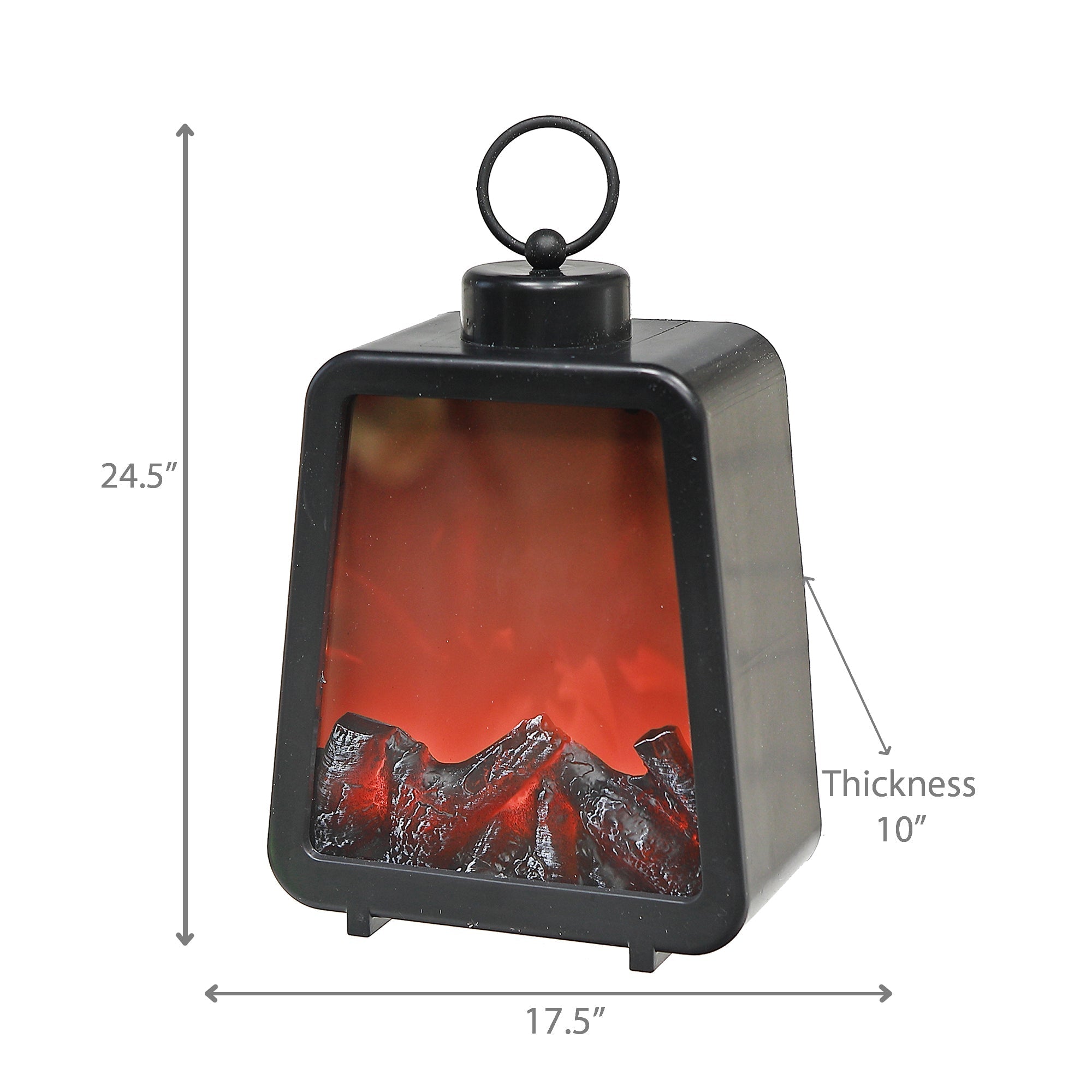 LED Plastic Lantern Fireplace Black – Decorative Indoor Lighting, Accent Lamp