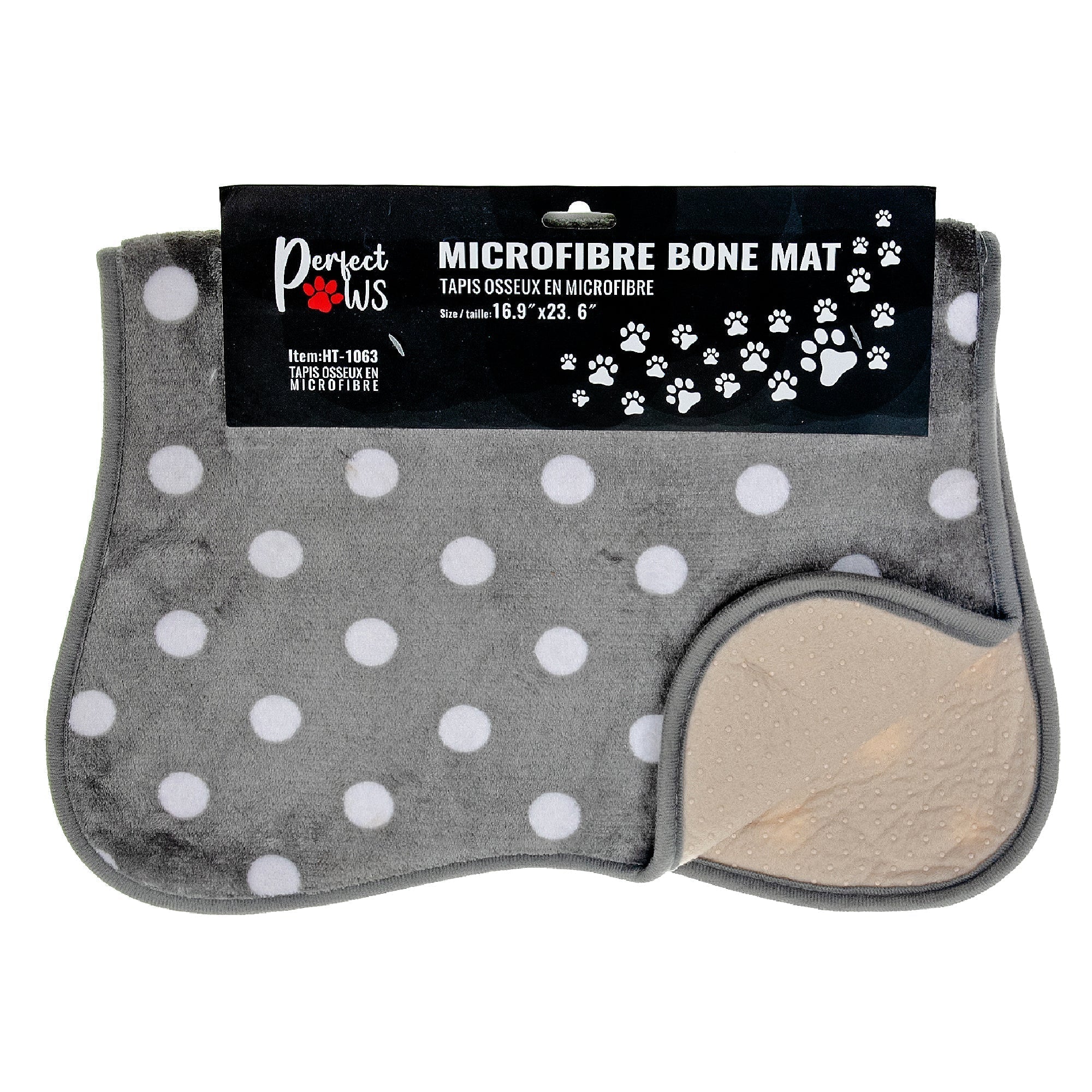 Microfibre Bone Mat Polka Dot, Pet Feeding Mat, Floor Protector