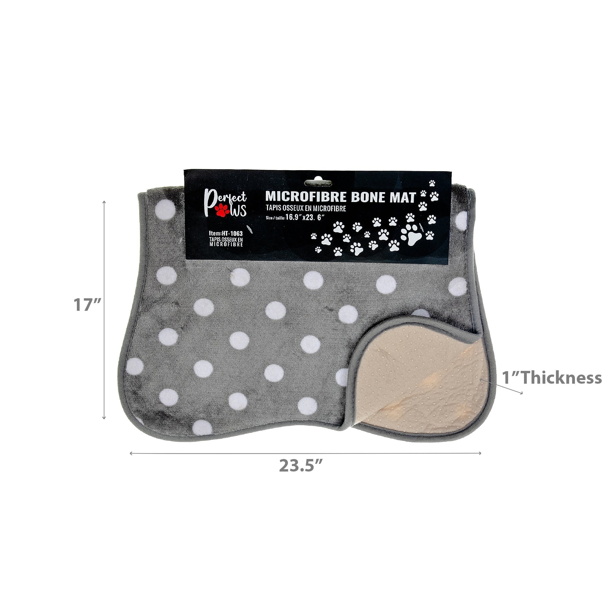 Microfibre Bone Mat Polka Dot, Pet Feeding Mat, Floor Protector