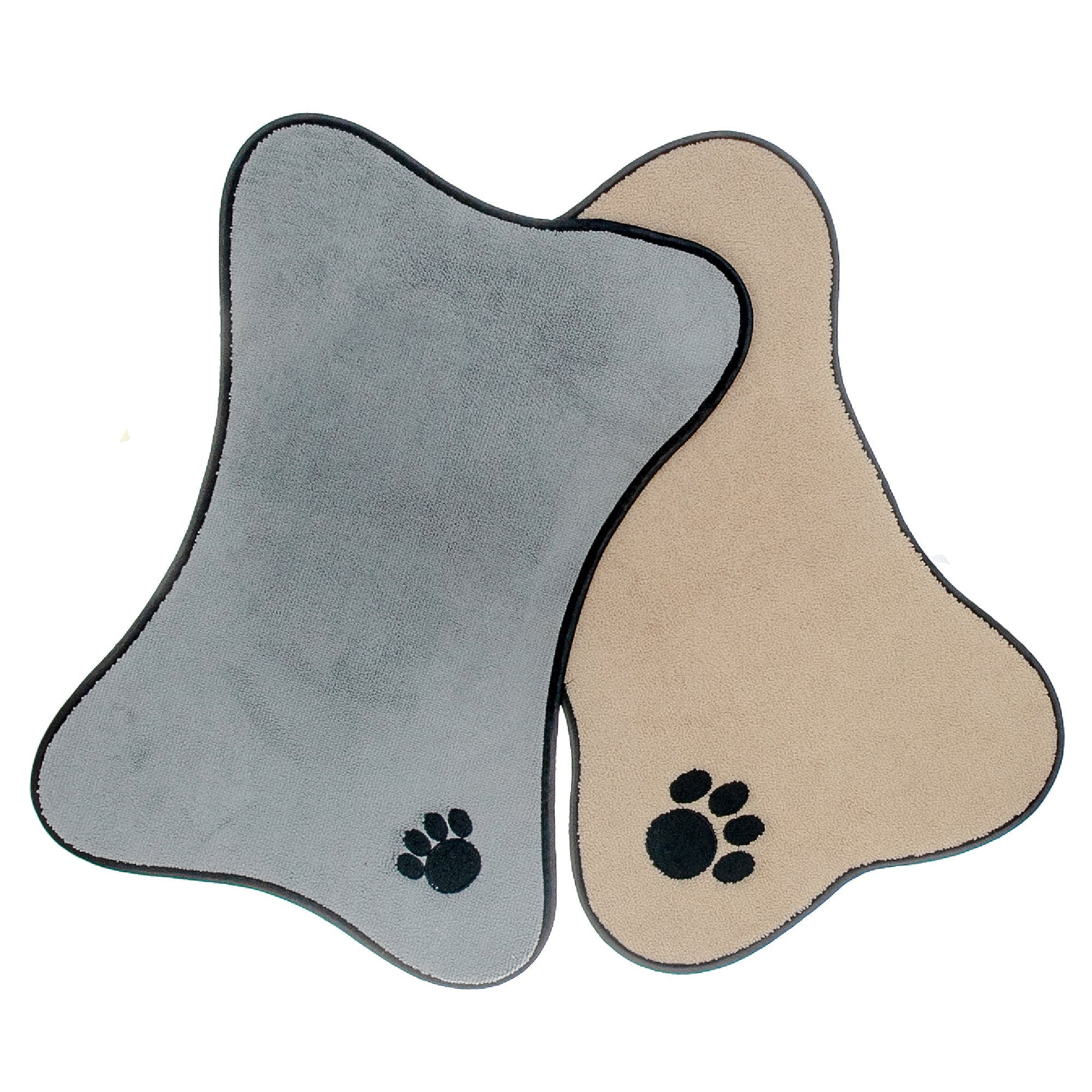 Microfibre Bone Mat With Paw Embroidery Set Of 2, Pet Feeding Mat, Home Floor Protector