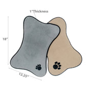 Microfibre Bone Mat With Paw Embroidery Set Of 2, Pet Feeding Mat, Home Floor Protector