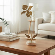 Gold Metal Iris Flower Décor on Wooden Base
