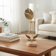 Gold Metal Tulip Flower Décor on Wooden Base