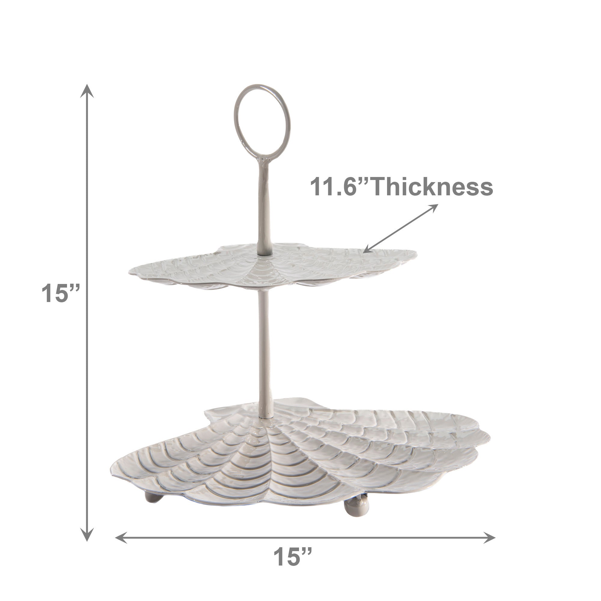 Gray Flat-Pack 2-Tier Metal Scallop Shell Tray