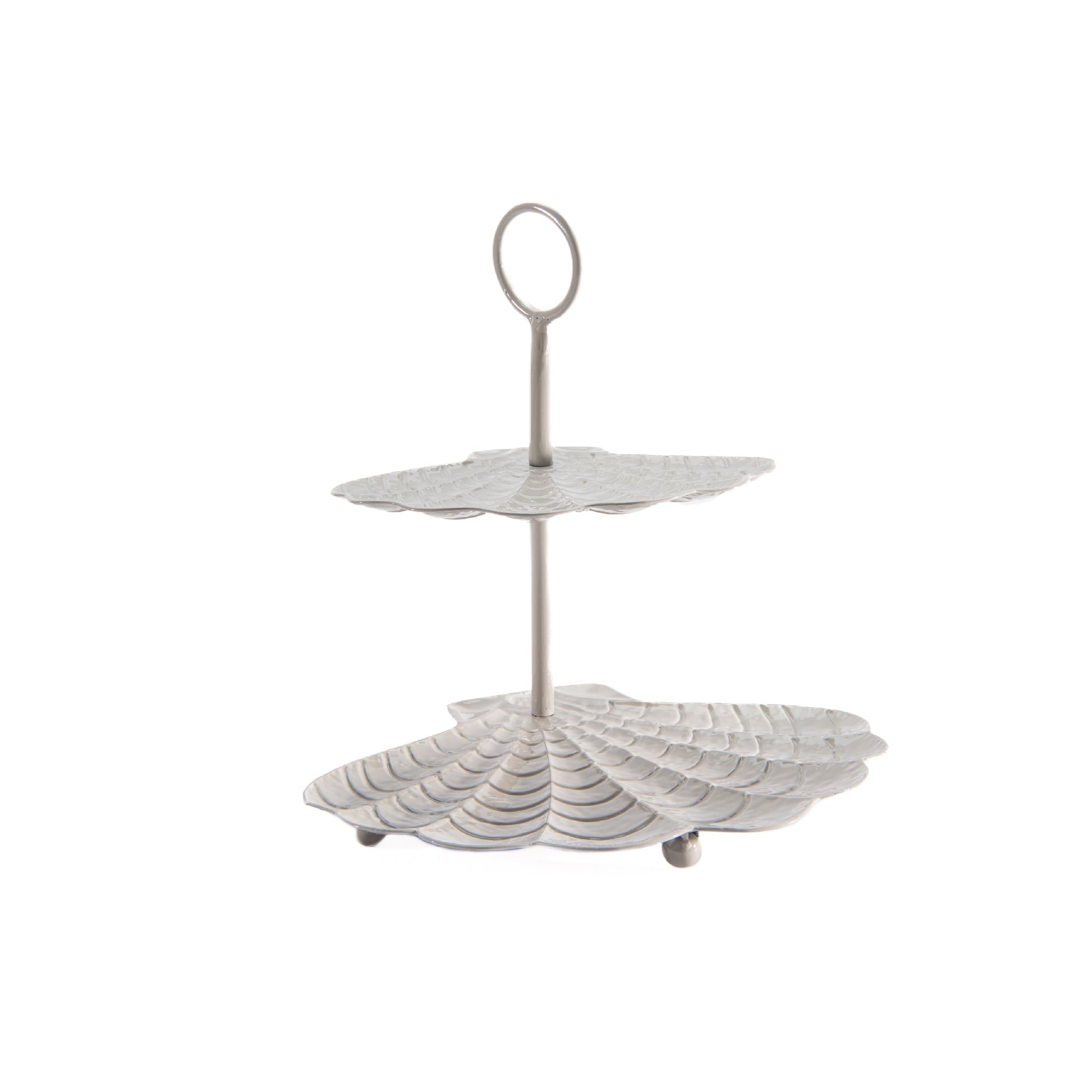 Gray Flat-Pack 2-Tier Metal Scallop Shell Tray