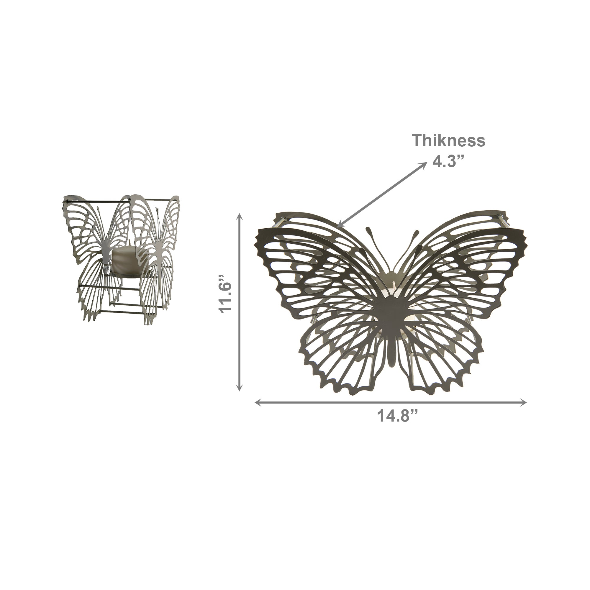 Sage Metal Butterfly Candle Holder